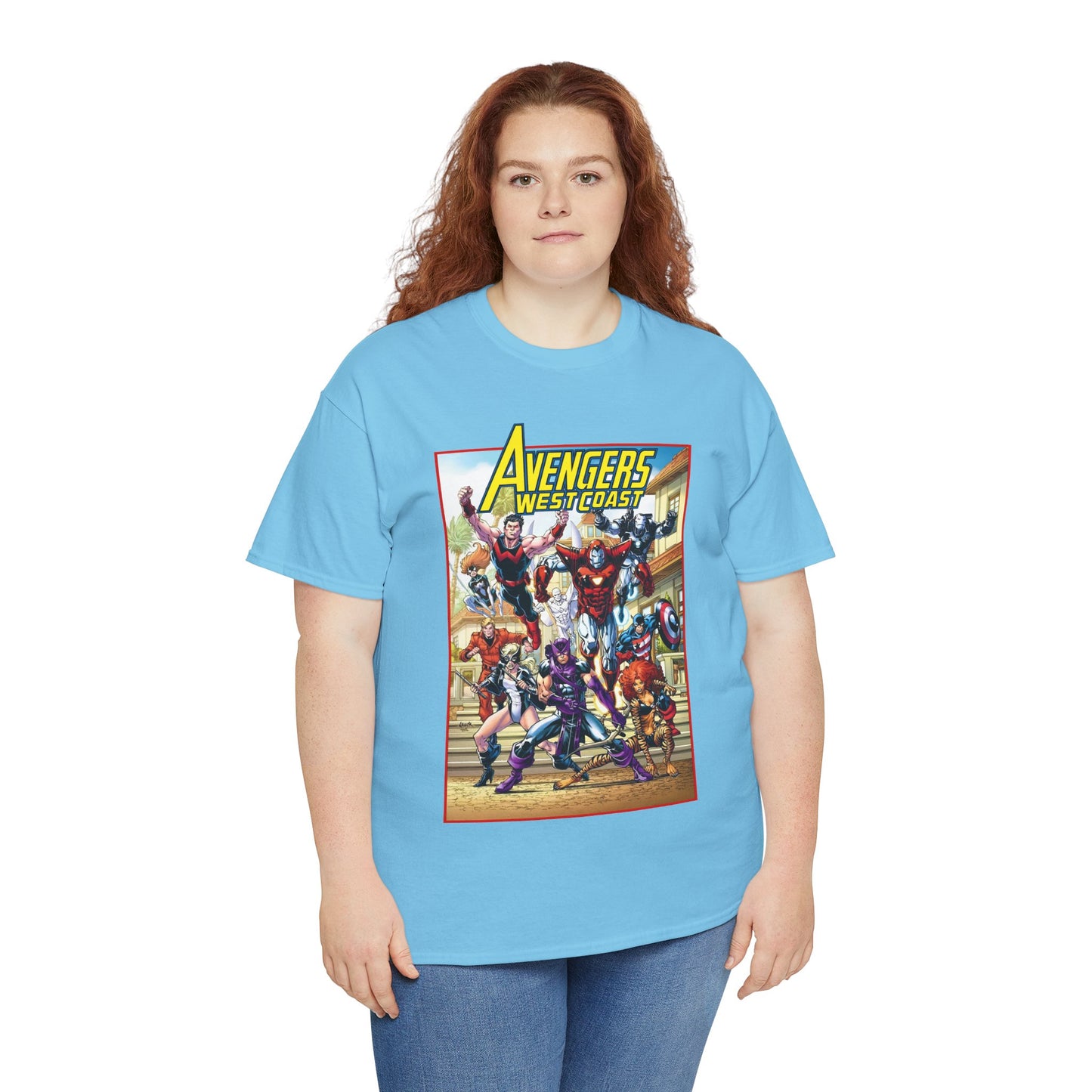 West Coast Avengers T-Shirt - Todd Nauck Art - Hawkeye, Iron Man, Wonder Man, Tigra, Vision - Marvel Comics