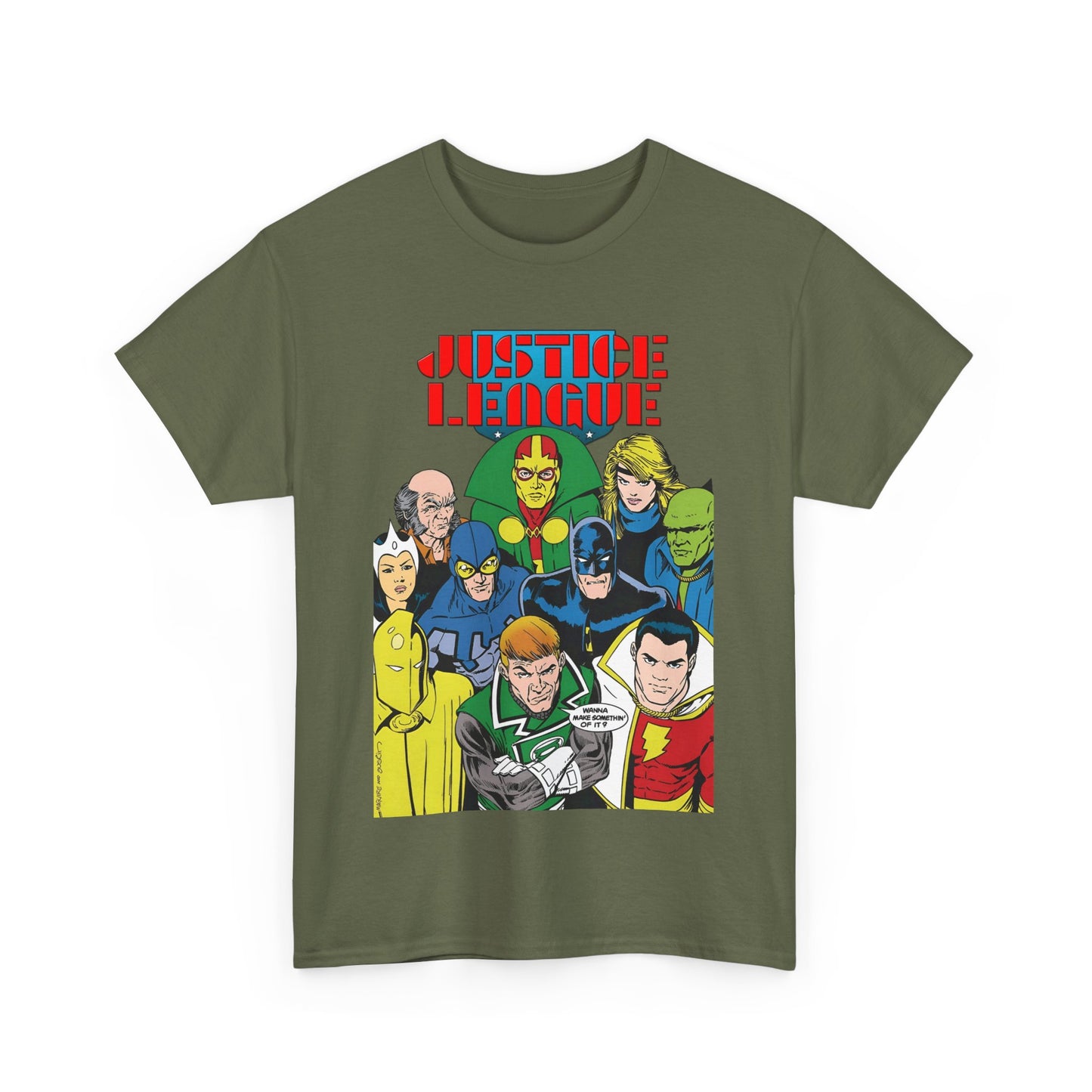 Justice League International T-Shirt - Kevin Maguire Art - JLI - DC Comics - Blue Beetle, Dr Fate, Batman, Mr Miracle, Martian Manhunter - Guy Gardner