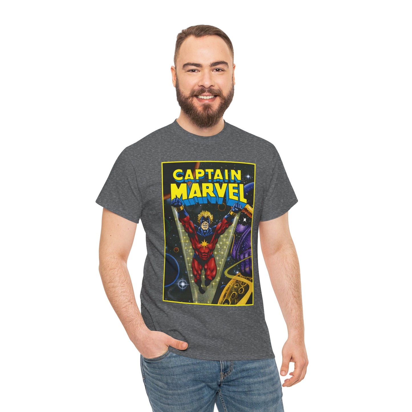Captain Marvel T-Shirt - Mar-Vell - Thanos - Jim Starlin Art - 1970s Cosmic Superhero - Marvel Comics