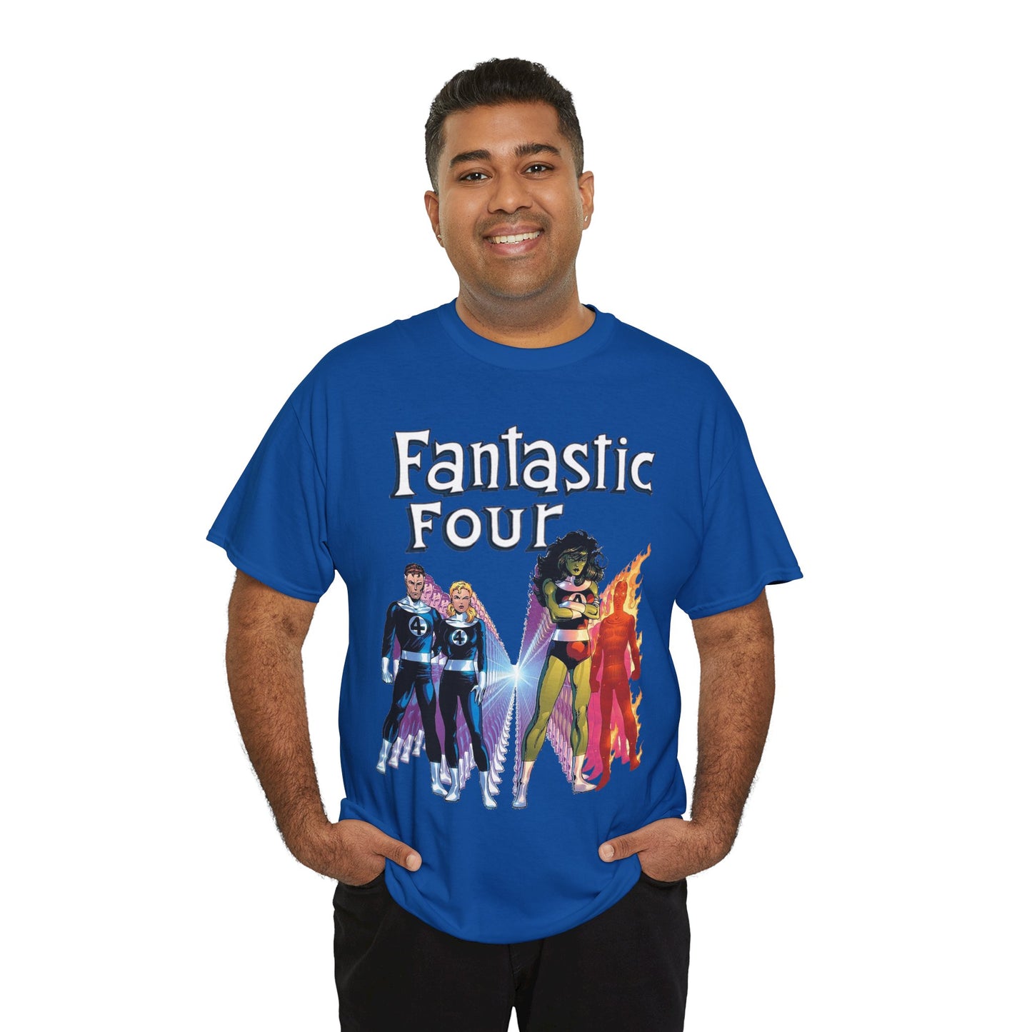 Fantastic Four T-Shirt - John Byrne Art - She-Hulk, Reed Richards, Human Torch, Invisible Woman - Marvel Comics