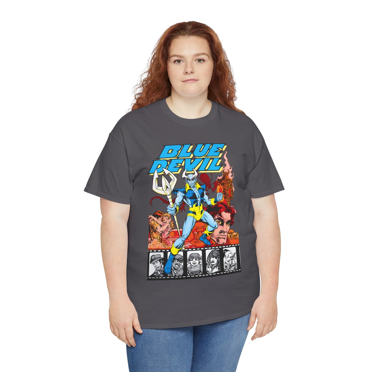 Blue Devil T-Shirt - Dan Mishkin, Gary Cohn, & Paris Cullins - Dan Cassidy, Hollywood Stuntman - 1980s DC Comics Series