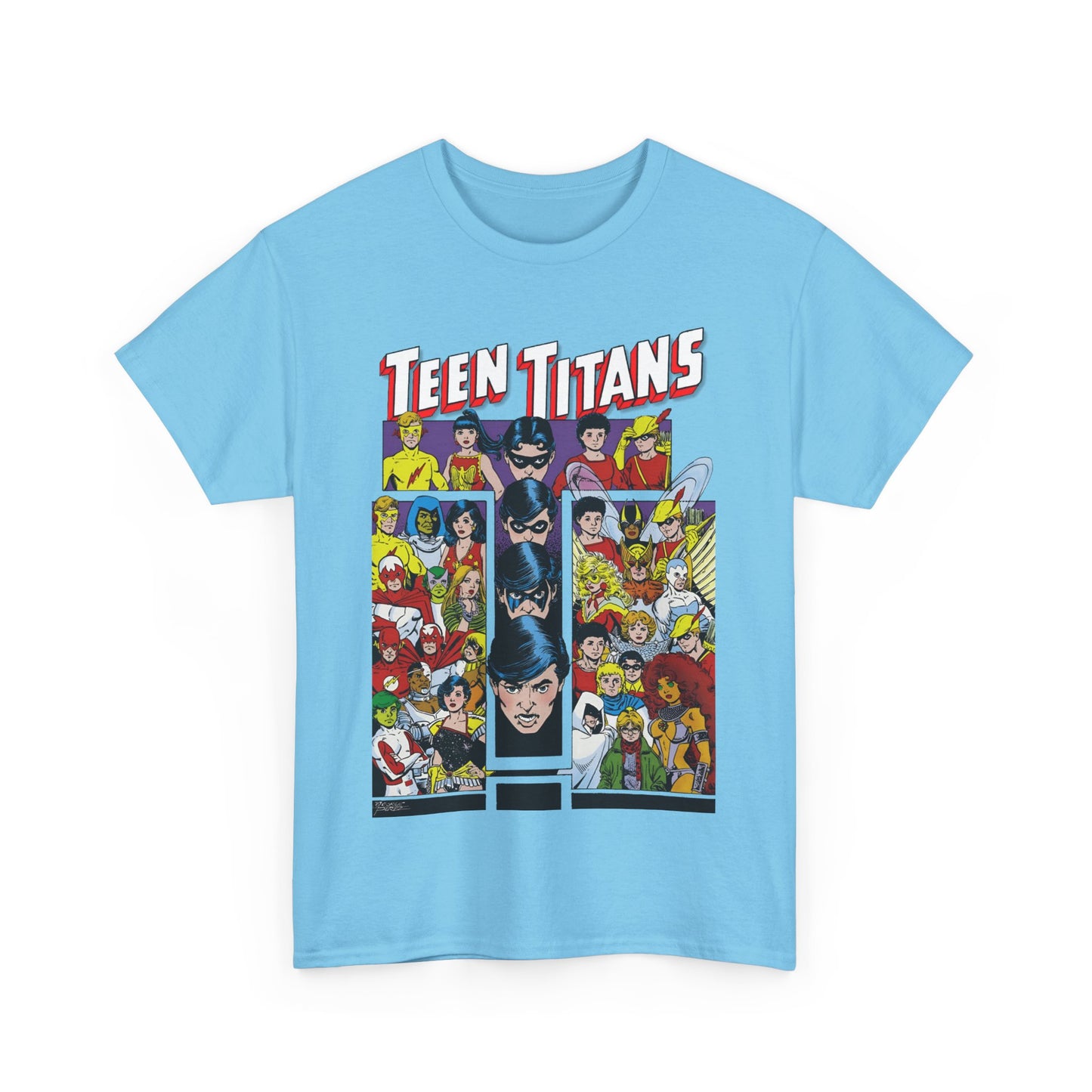 Teen Titans T-Shirt - George Perez Art - Wonder Girl, Bumblebee, Kid Flash, Starfire, Cyborg, Raven, Lilith, Flash, Hawn & Dove, Robin - DC Comics