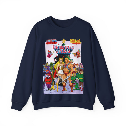 He-Man & She-Ra Christmas Special Heavy Blend Crewneck Sweatshirt - Masters of the Universe, Princess of Power Filmation Festive Holiday Cartoon