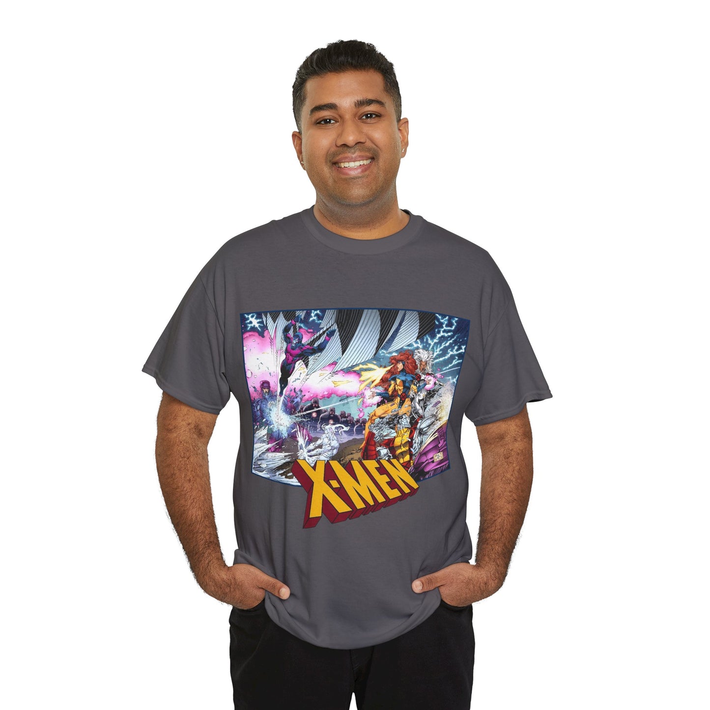 X-Men T-Shirt - Whilce Portacio Art - Storm, Jean Grey, Archangel, Iceman - Fighting Sentinels - Marvel Comics