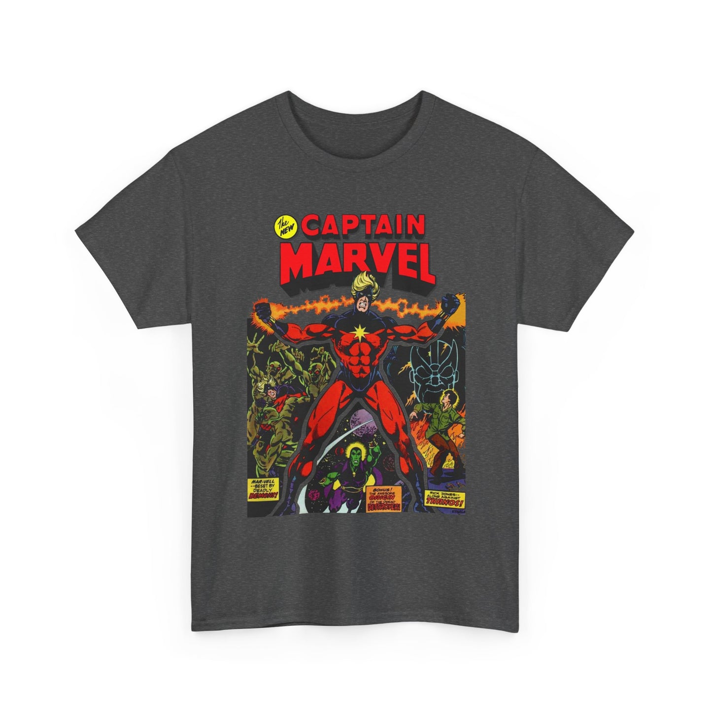 Captain Marvel T-Shirt - Jim Starlin Art - Thanos - Drax the Destroyer - Issue #32 Cover Art
