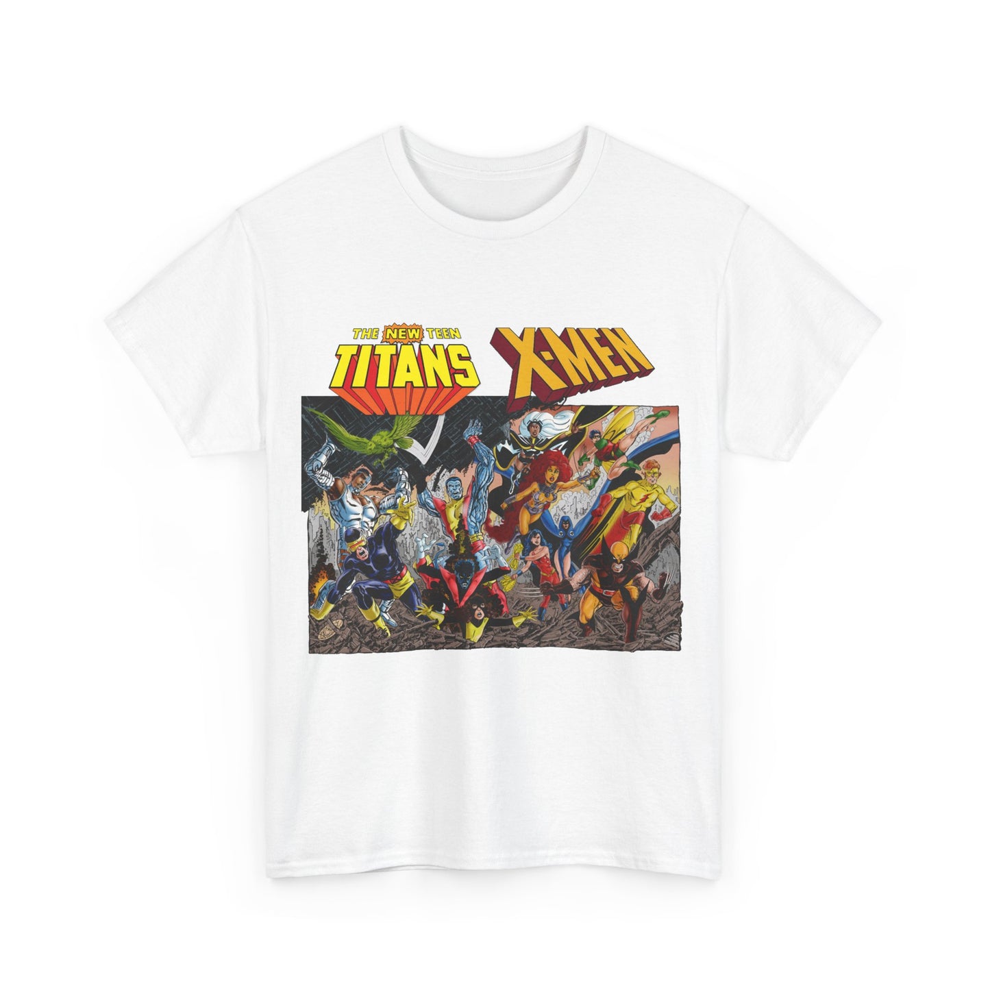 Uncanny X-Men Vs New Teen Titans T-Shirt - Amazing John Byrne Art - DC Comics, Marvel Comics Crossover - Wolverine, Starfire, Cyclops, Storm, Raven, Wonder Girl