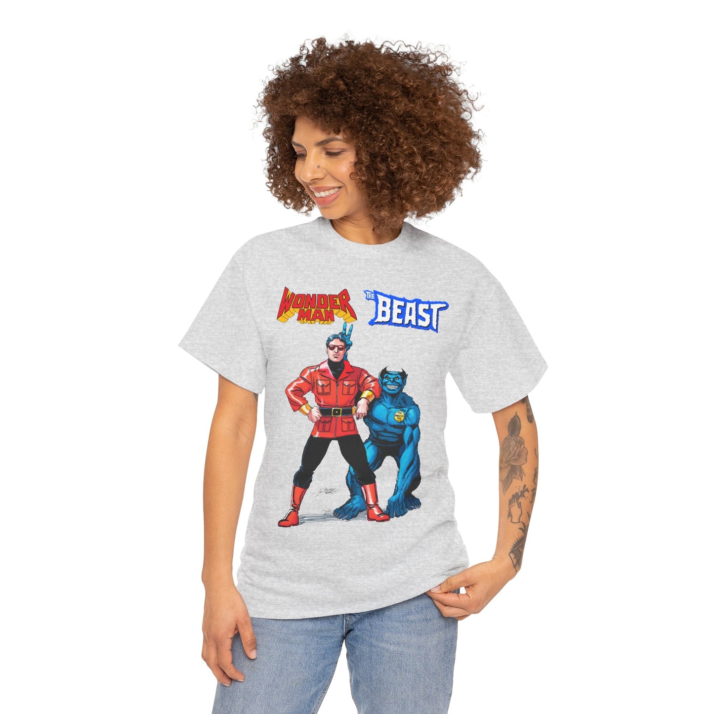 Wonder Man & Beast T-Shirt - George Perez Art - Popular Avengers, X-Men Members - Simon Williams & Hank McCoy - Marvel Comics