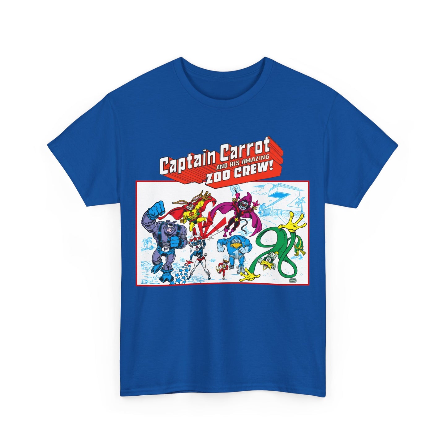 Captain Carrot & His Amazing Zoo Crew T-Shirt - DC Comics Series - Funny Animal Retro 1980s - Pig-Iron, Yankee Poodle, Rubberduck