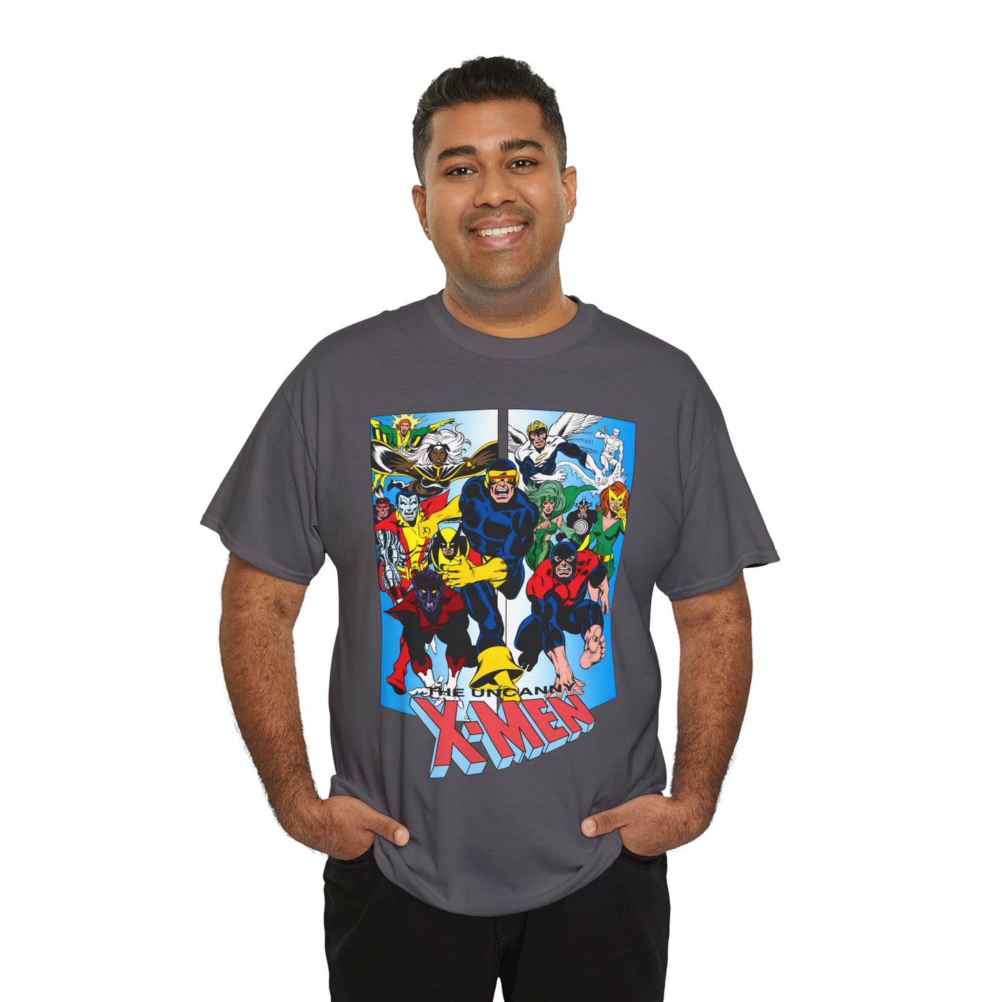 Uncanny X-Men T-Shirt - Classic Dave Cockrum Art - Popular Marvel Comics Series - Wolverine, Storm, Cyclops, Nightcrawler, Jean Grey, Iceman, Banshee, Beast