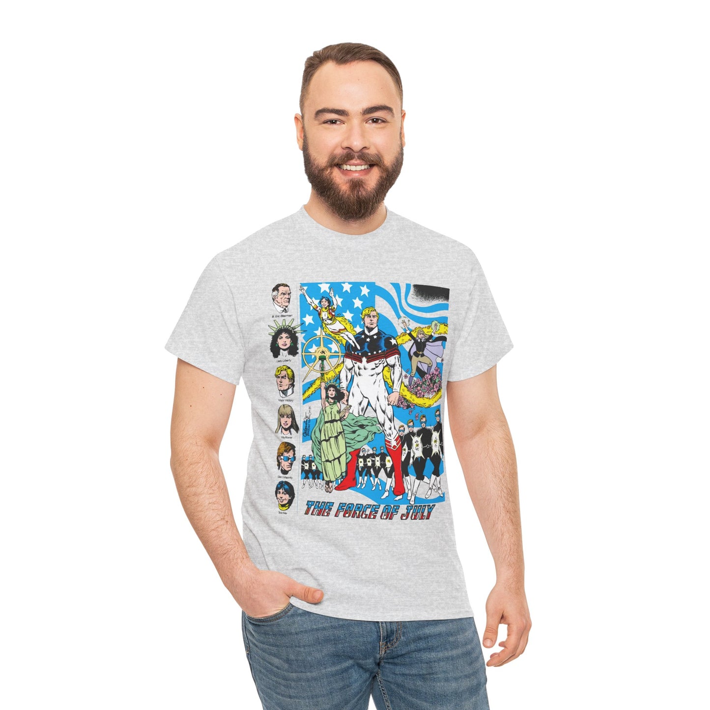 Force of July T-Shirt - Batman and the Outsiders Villains - Lady Liberty, Major Victory, Mayflower, Silent Majority - DC Comics