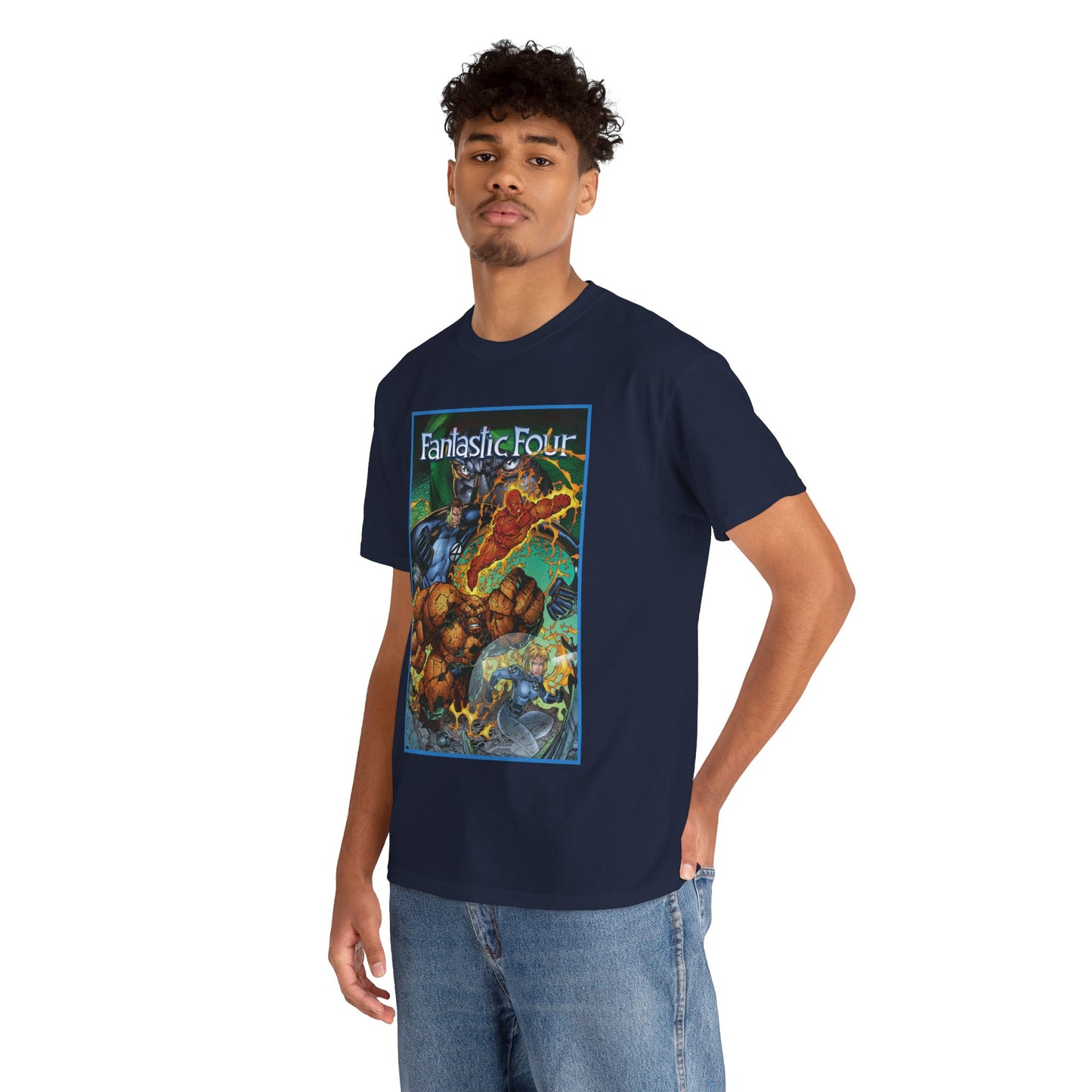 Fantastic Four T-Shirt - Jim Lee Art - The Thing, Human Torch, Reed Richards, Invisible Woman - Marvel Comics - Heroes Reborn