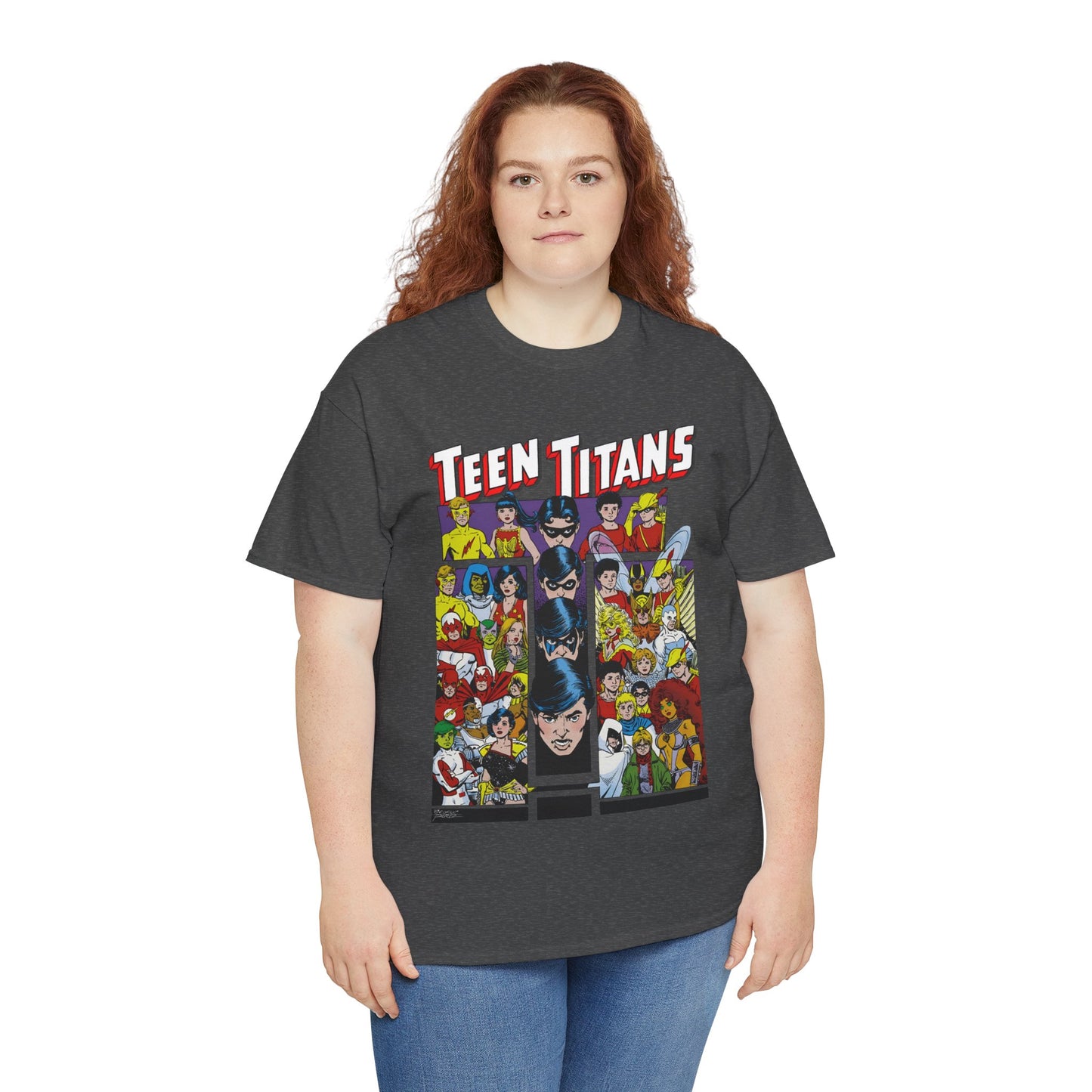 Teen Titans T-Shirt - George Perez Art - Wonder Girl, Bumblebee, Kid Flash, Starfire, Cyborg, Raven, Lilith, Flash, Hawn & Dove, Robin - DC Comics