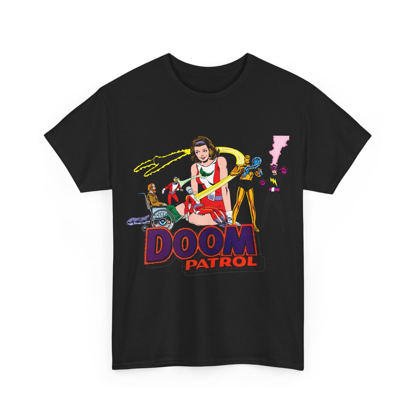 Doom Patrol T-Shirt - John Byrne Art - DC Comics Who's Who Art - Beast Boy, Robotman, Mento, Elasti-Girl, Negative Man, The Chief