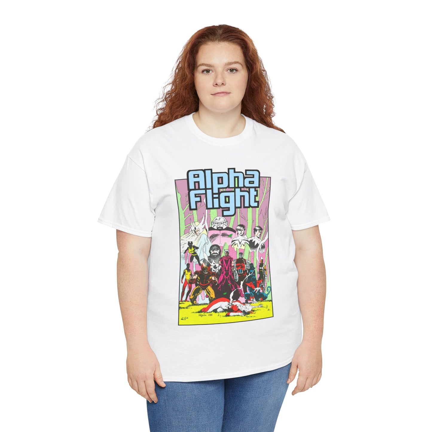 Alpha Flight T-Shirt - Mike Mignola Art - Northstar, Aurora, Snowbird, Shaman, Puck - X-Men: Magneto, Colossus, Shadowcat, Storm - Marvel Comics