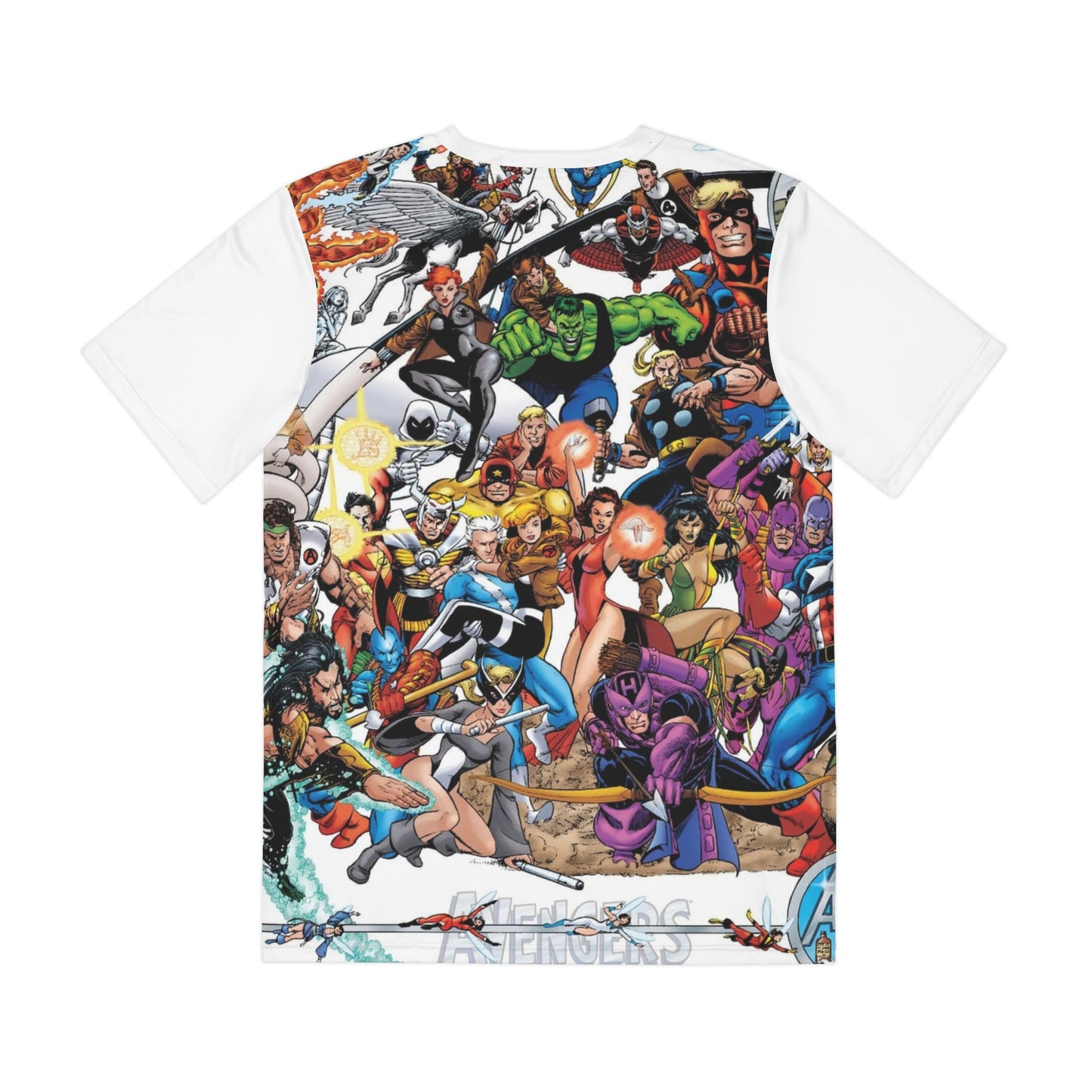 Avengers All-Over Print Polyester Tee - George Perez Art - Marvel Comics (IMPROVED PLACEMENT AND PRINTING TECHNIQUES)