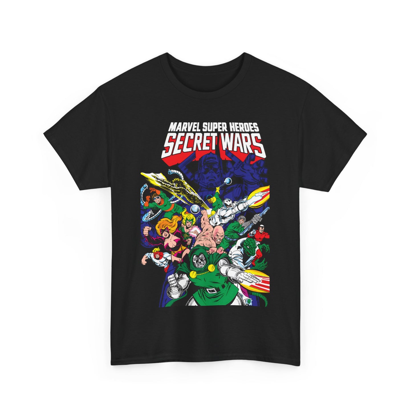 Marvel Super-Heroes Secret Wars T-Shirt - The Bad Guys - Dr Doom, Galactus, Doctor Octopus, Titania, Absorbing Man, Enchantress - Marvel Comics Series