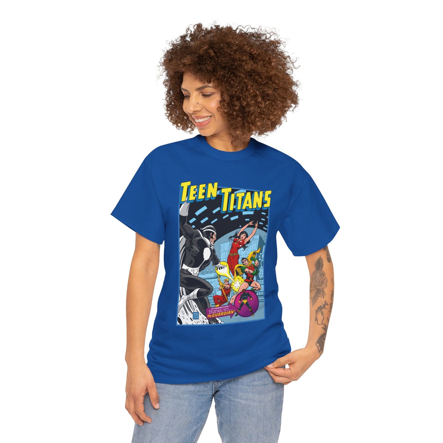 Teen Titans T-Shirt - Bronze Age DC Comics - Dr Light, Wonder Girl, Robin, Mal, Guardian, Speedy - Ernie Chan Cover Art from Issue #44