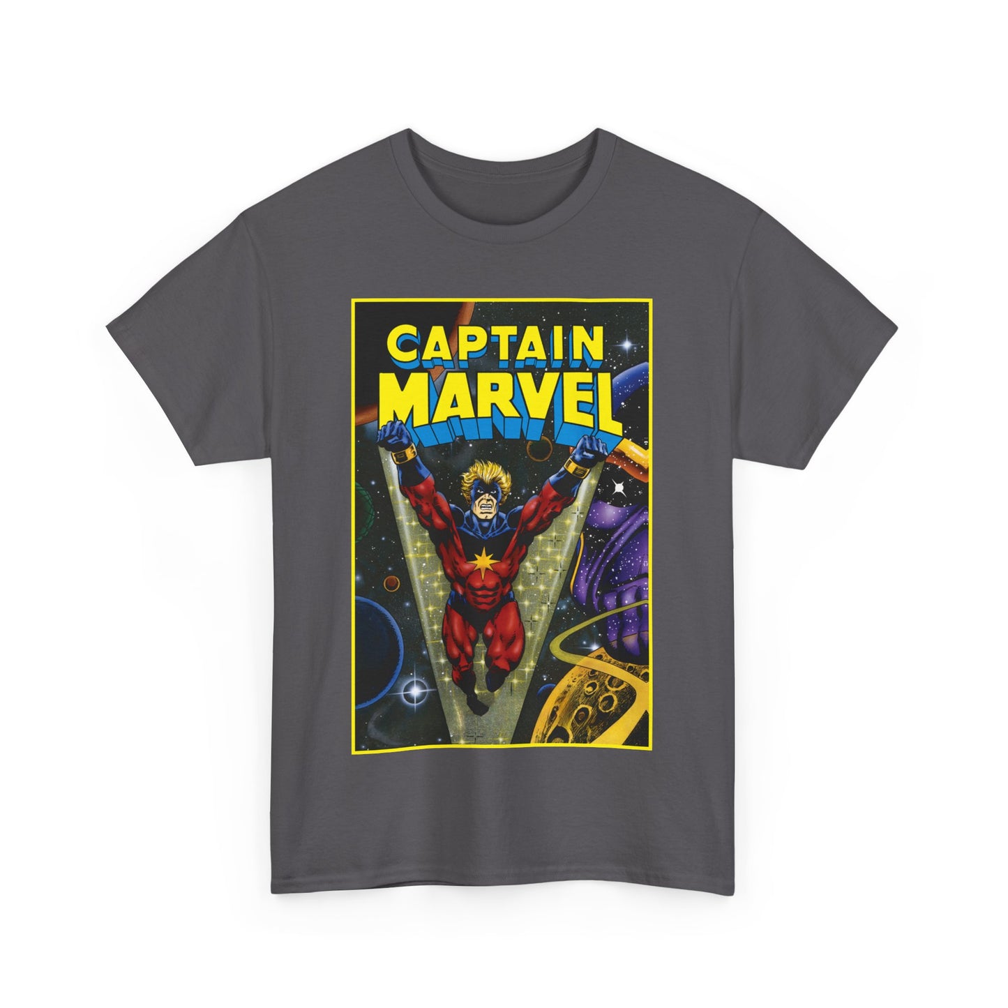 Captain Marvel T-Shirt - Mar-Vell - Thanos - Jim Starlin Art - 1970s Cosmic Superhero - Marvel Comics