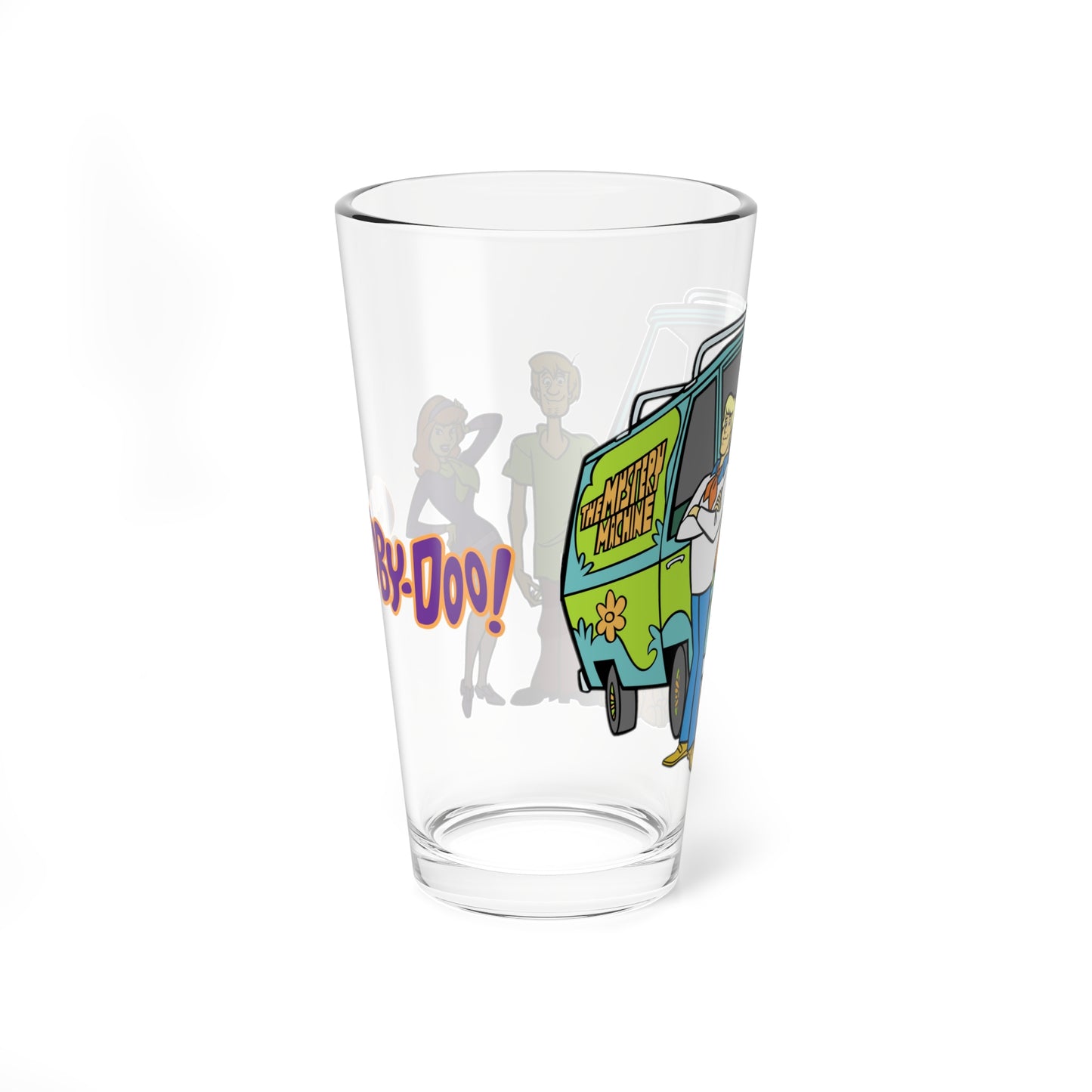Scooby Doo Pint Glass, 16oz - Shaggy, Fred, Daphne, Velma - Mystery Machine - Hanna-Barbera Cartoon Classic