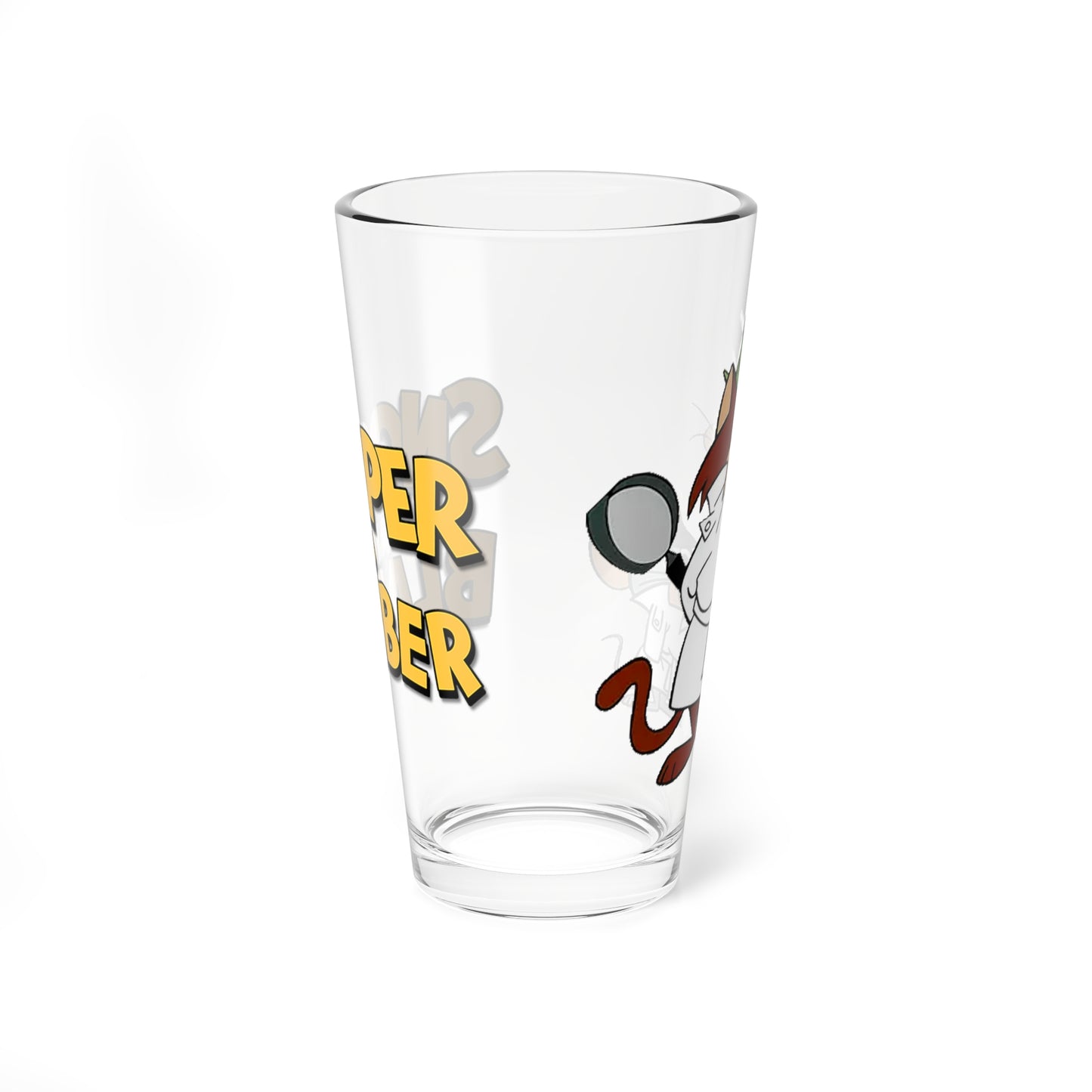 Snooper & Blabber Pint Glass, 16oz - Hanna-Barbera Cartoon 1960s TV - Cat & Mouse Detectives - Super Snooper Detective Agency - Animated Classic