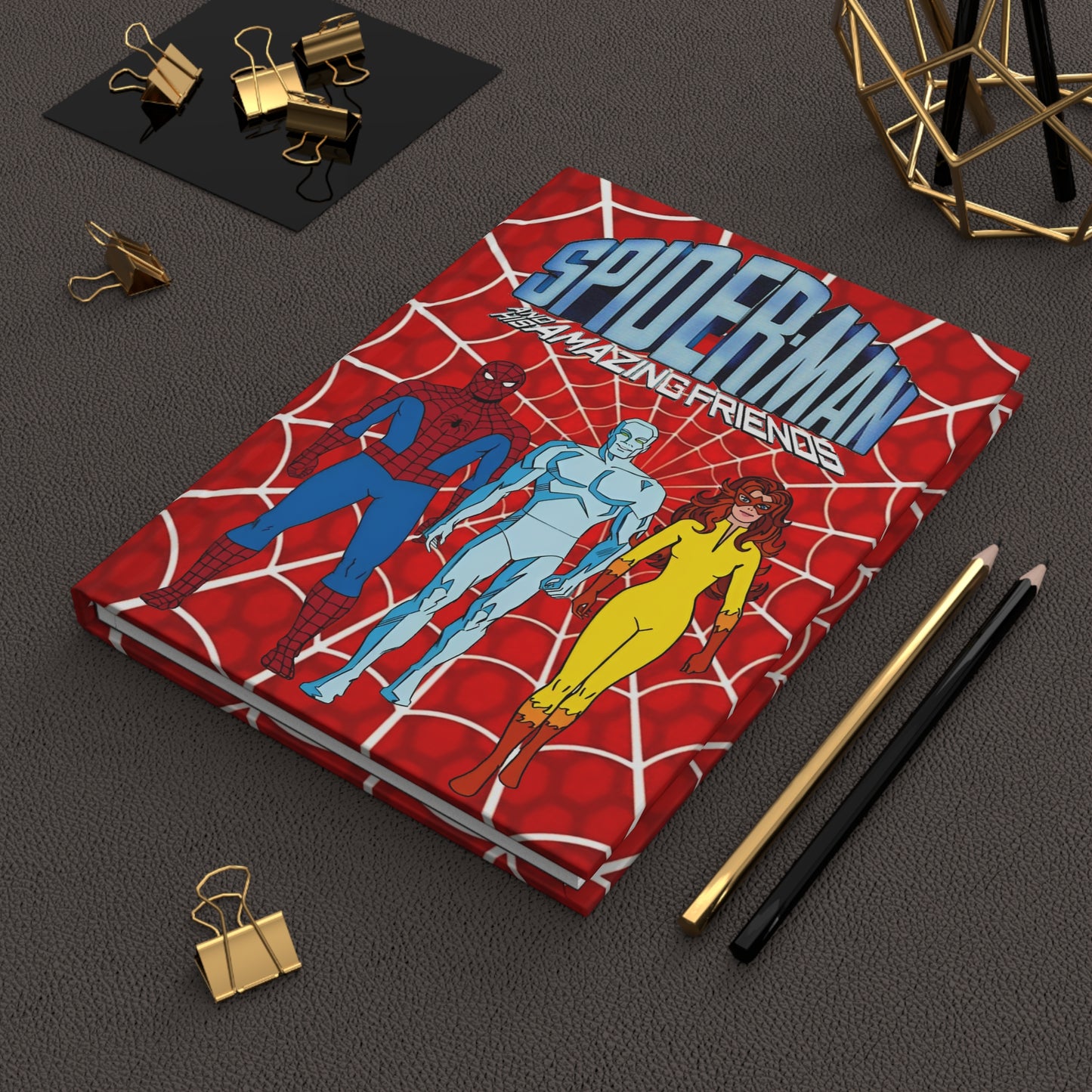Spider-Man & His Amazing Friends Hardcover Journal - 150 Lined Pages - Firestar, Iceman - Marvel Comics 1980s Cartoon Series