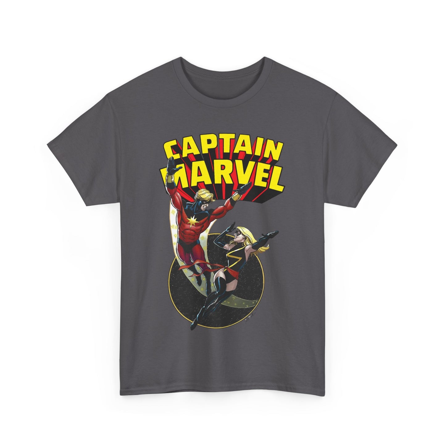 Captain Marvel T-Shirt - George Perez Art - Mar-Vell & Carol Danvers - Kree Empire - Marvel Comics