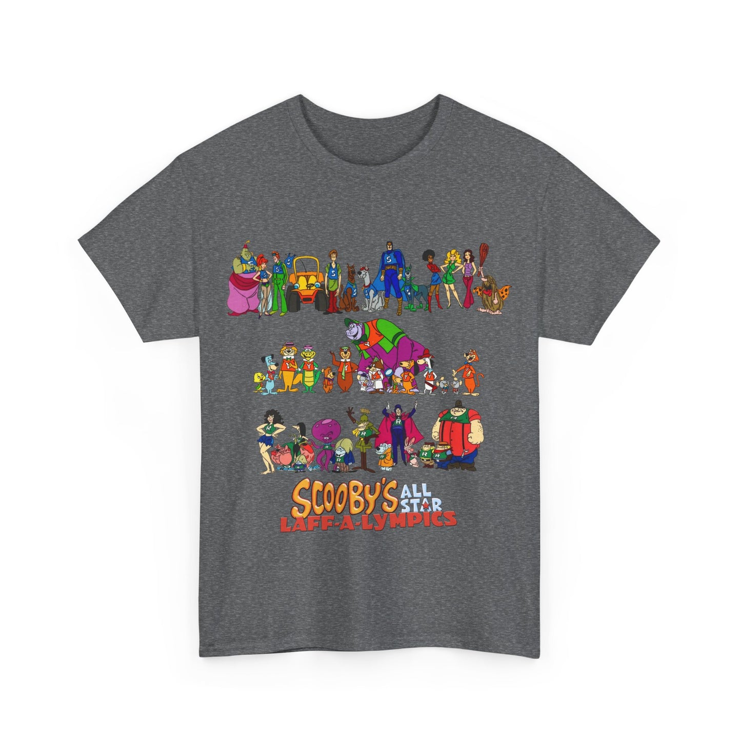 Scooby's All-Star Laff-A-Lympics T-Shirt - Hanna-Barbera Cartoon - Speed Buggy, Yogi Bear, Grape Ape, Scooby Dum, Shaggy, Wally Gator