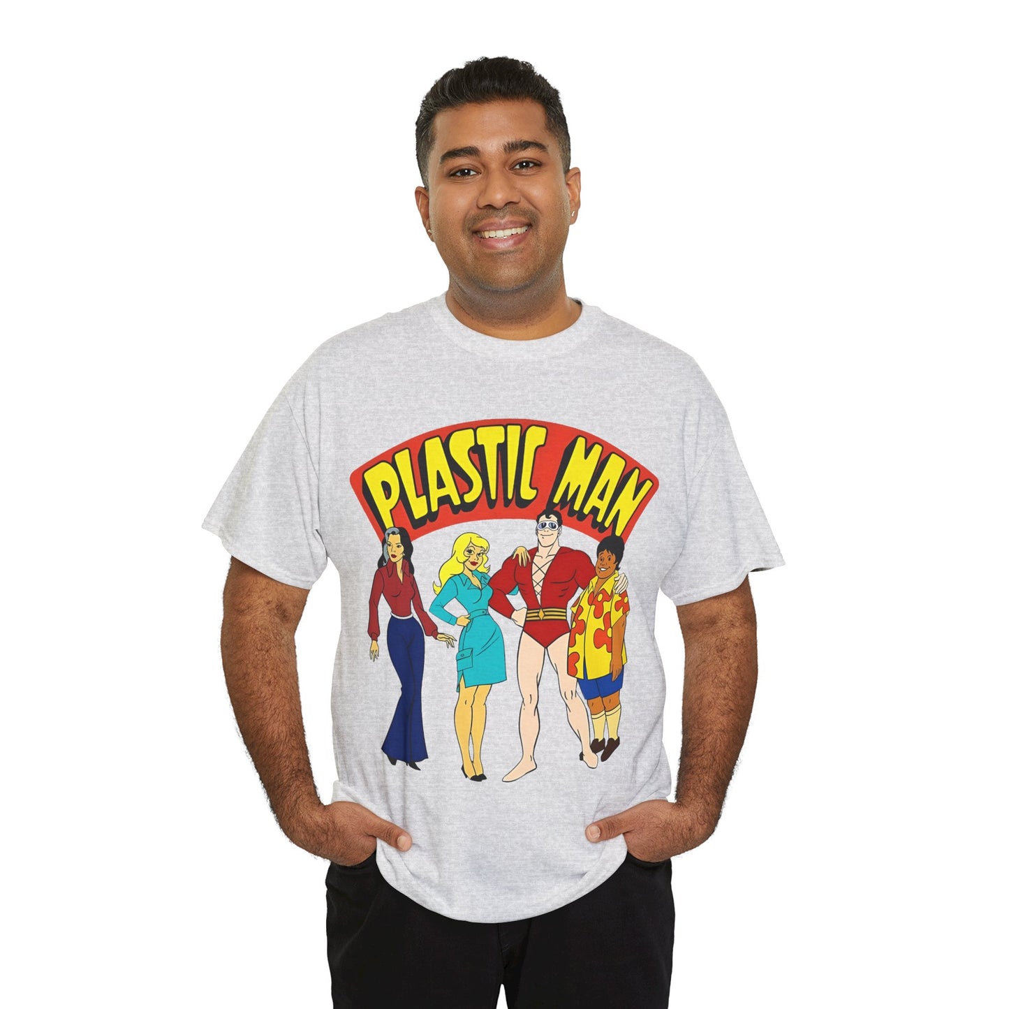Plastic Man T-Shirt - Penny, Hula-Hula - Ruby-Spears Saturday Morning Cartoon 1980s - DC Comics Character