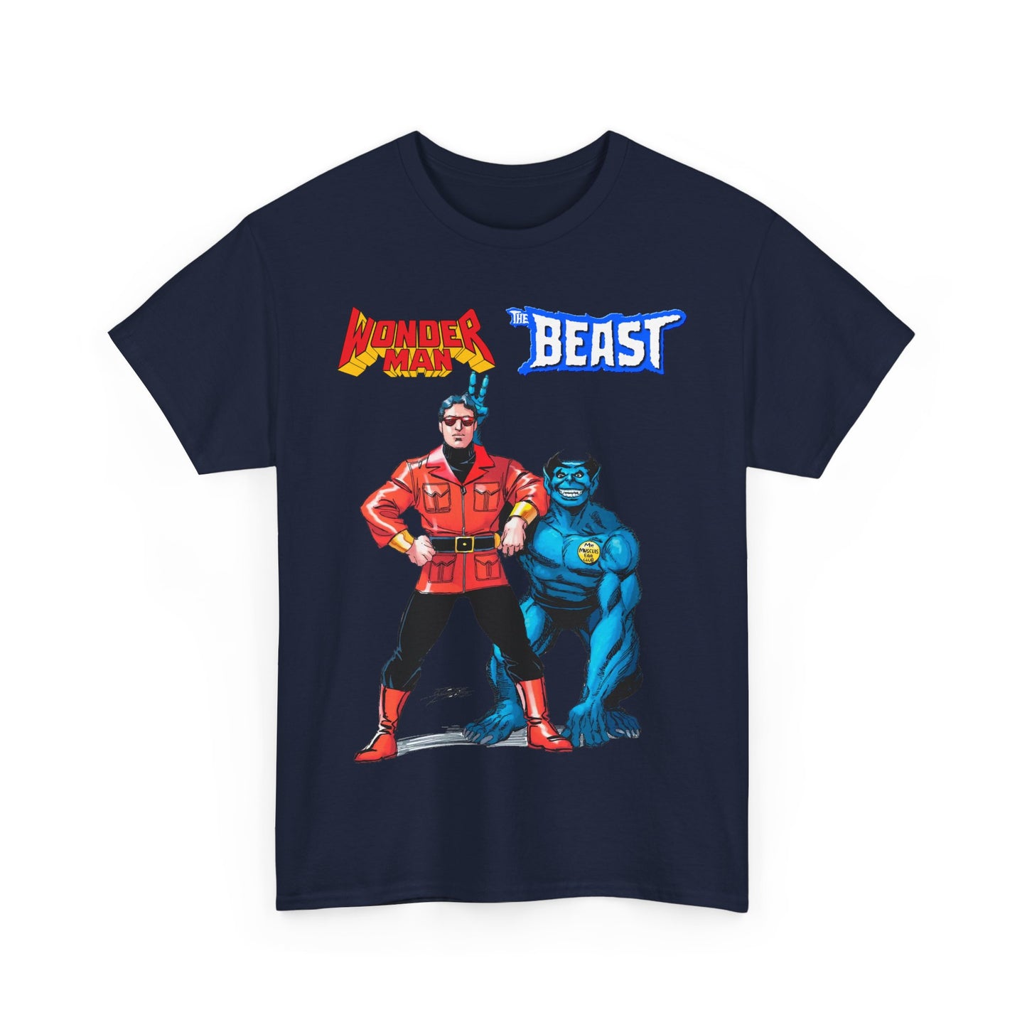 Wonder Man & Beast T-Shirt - George Perez Art - Popular Avengers, X-Men Members - Simon Williams & Hank McCoy - Marvel Comics