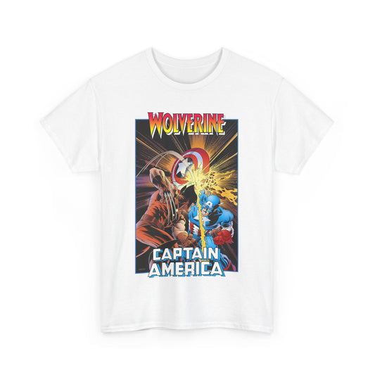 Wolverine Vs Captain America T-Shirt - Mike Zeck Classic Art - Marvel Comics