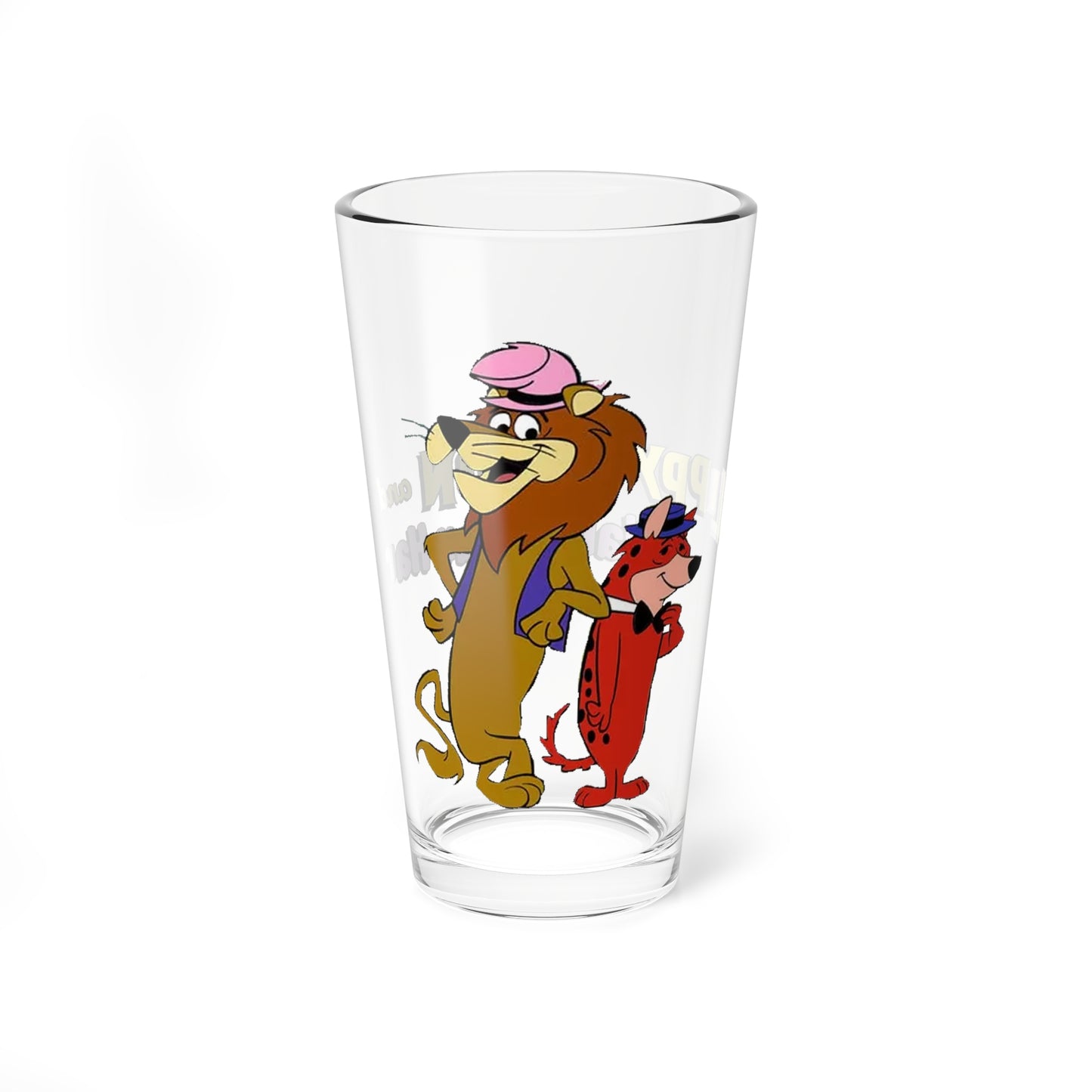 Lippy the Lion & Hardy Har Har Pint Glass, 16oz - Beloved Hanna-Barbera Cartoon 1960s TV - Classic Animation