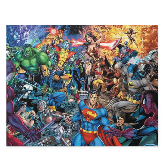 DC Comics Vs Marvel 500 Piece Puzzle - Jim Lee Omnibus Art - Superman, Storm, Daredevil, Spider-Man, Hulk