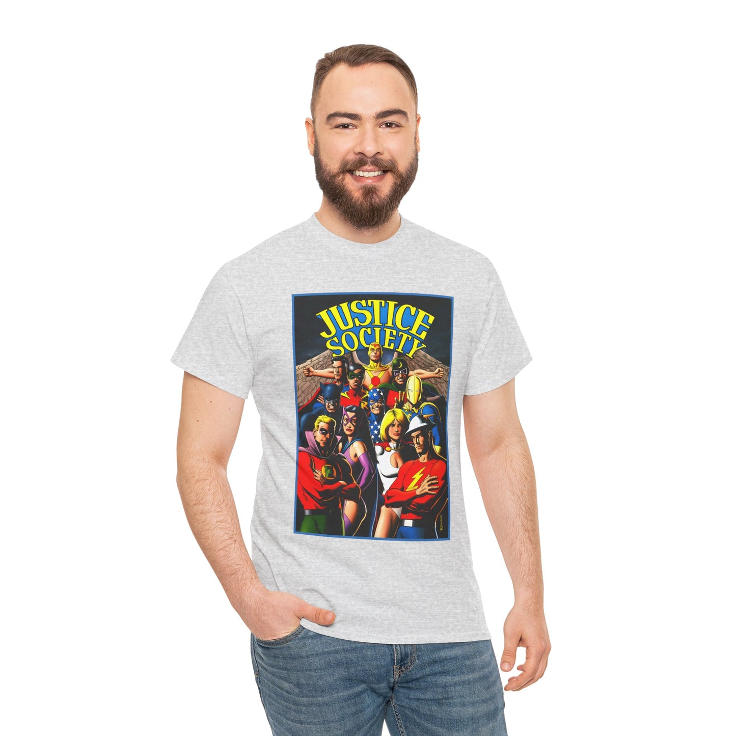Justice Society T-Shirt - Brian Bolland Art - Dr. Fate, Huntress, Power Girl, Green Lantern, Hawkman, Wildcat - DC Comics - JSA