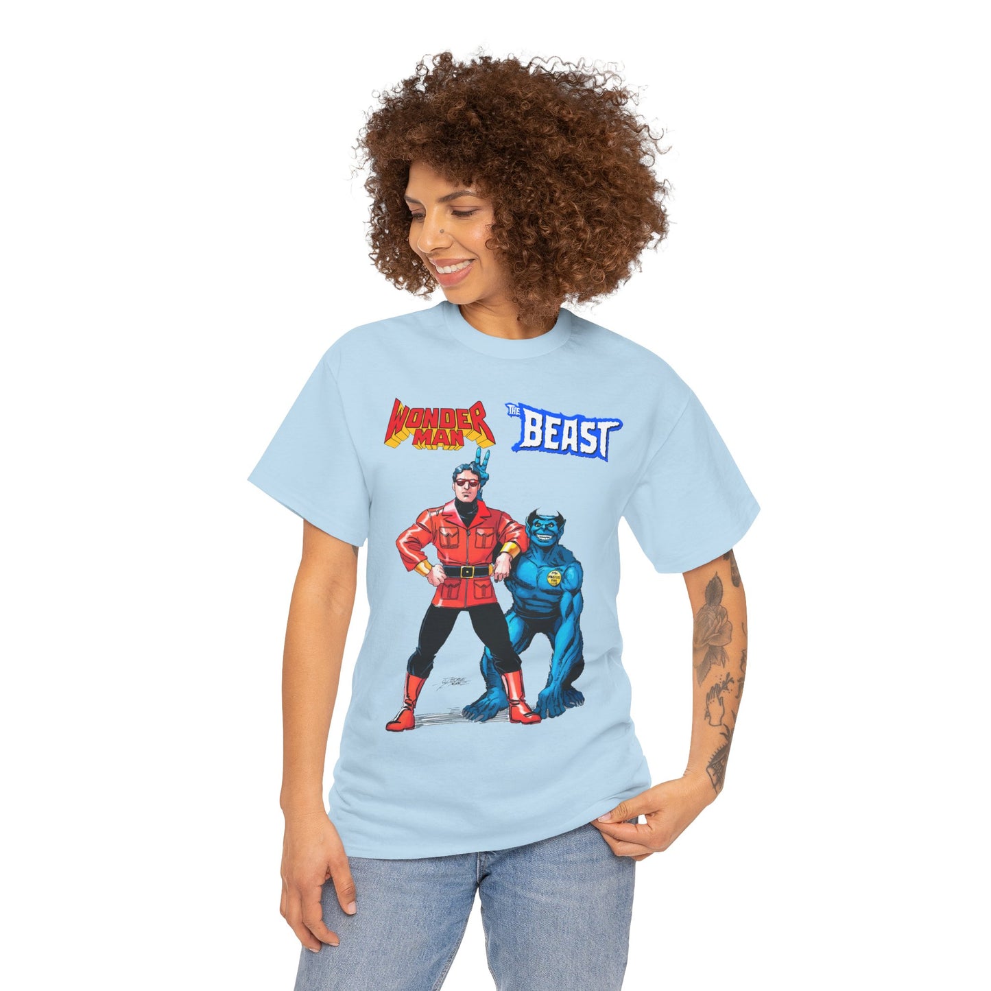 Wonder Man & Beast T-Shirt - George Perez Art - Popular Avengers, X-Men Members - Simon Williams & Hank McCoy - Marvel Comics