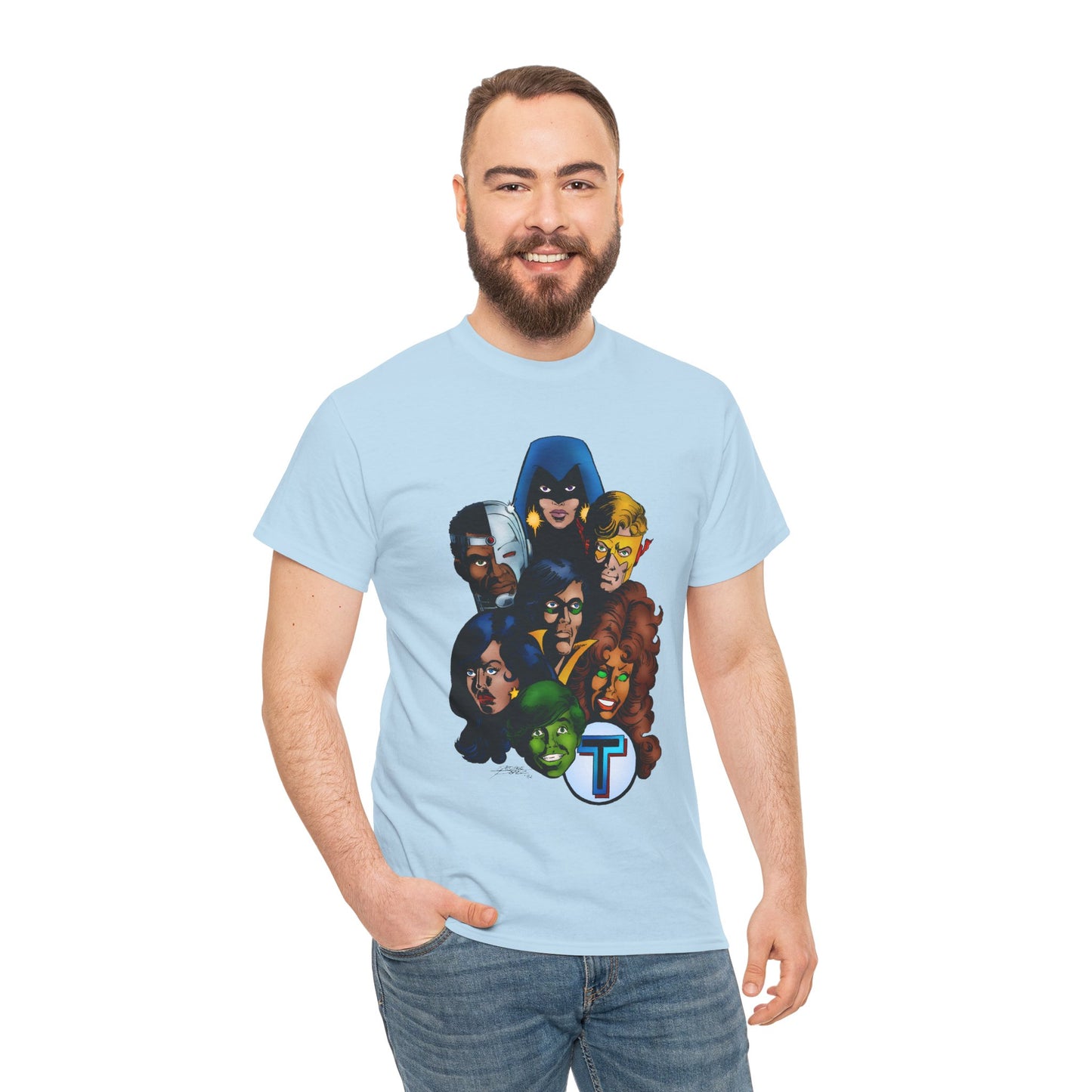 New Teen Titans T-Shirt - George Perez Art - Robin, Wonder Girl, Cyborg, Raven, Starfire, Kid Flash - DC Comics