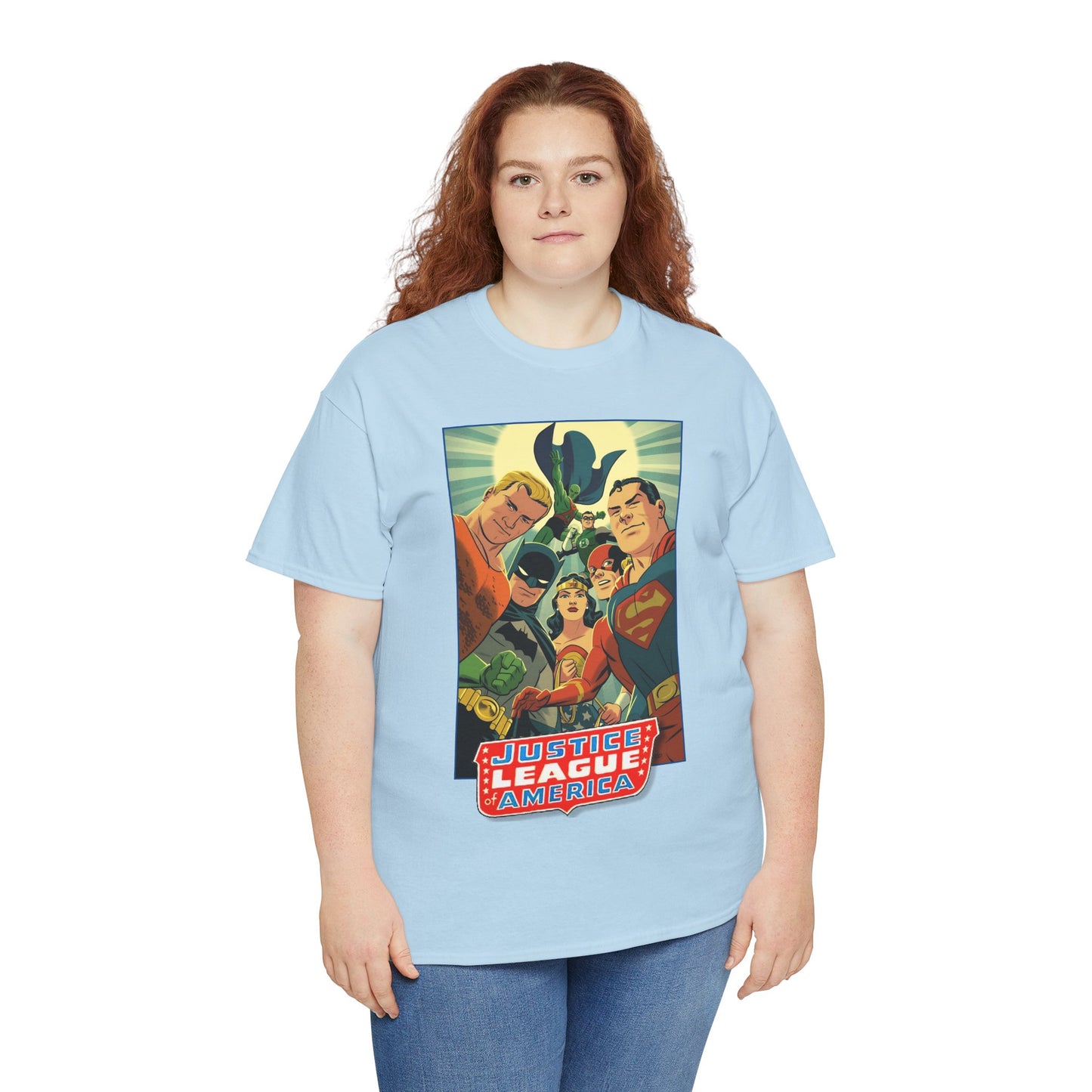 Justice League of America T-Shirt - Michael Cho Art - Superman, Flash, Wonder Woman, Green Lantern, Batman, Martian Manhunter - Silver Age Team - DC Comics