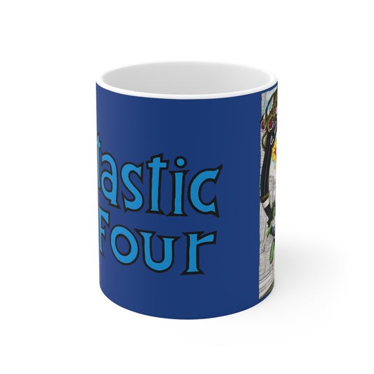 Fantastic Four Coffee Mug, 11oz - John Byrne Art - Marvel Comics - Human Torch, Reed Richards, Invisible Woman, The Thing, She-Hulk