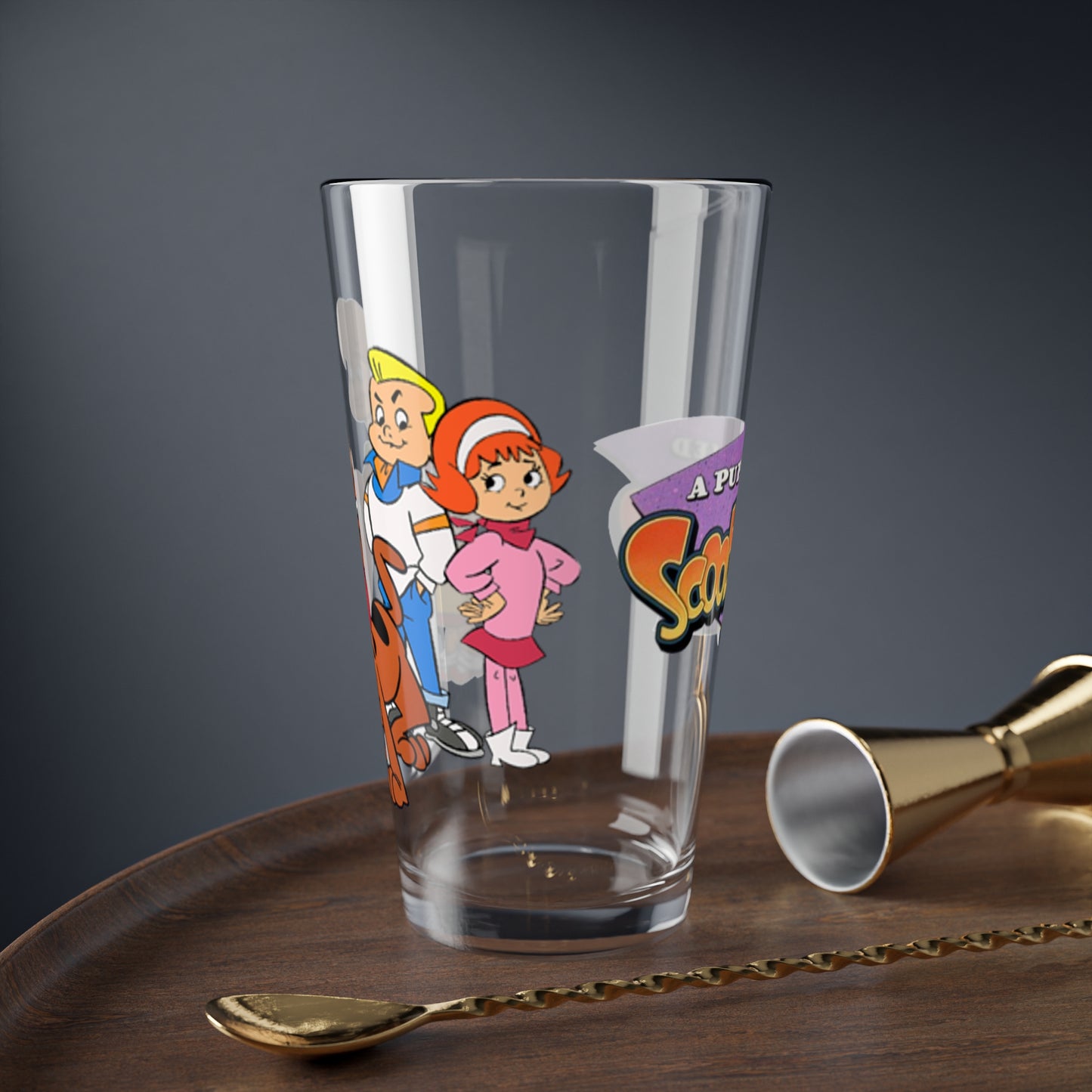 A Pup Named Scooby Doo Pint Glass, 16oz - Shaggy, Velma, Freddy, Daphne - Classic Hanna-Barbera Cartoon