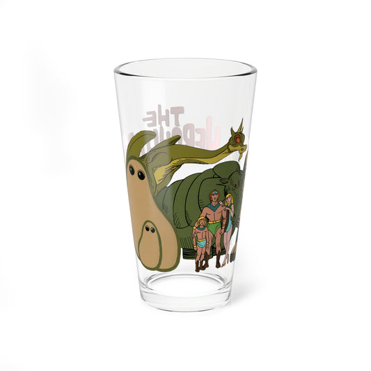 Herculoids Pint Glass, 16oz - Zandor, Tara, Dorno, Gloop & Gleep - Hanna-Barbera Classic Cartoon