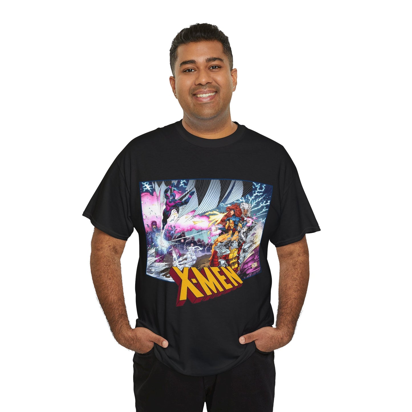X-Men T-Shirt - Whilce Portacio Art - Storm, Jean Grey, Archangel, Iceman - Fighting Sentinels - Marvel Comics