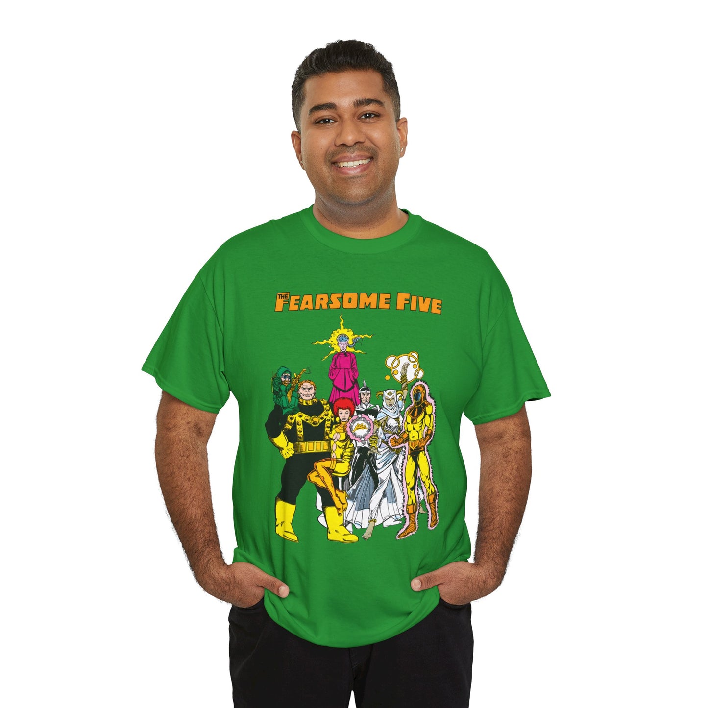 Fearsome Five T-Shirt - George Perez Art - Dr Light, Shimmer, Mammoth, Gizmo, Psimon, Jinx, Neutron - Who's Who Art - DC Comics