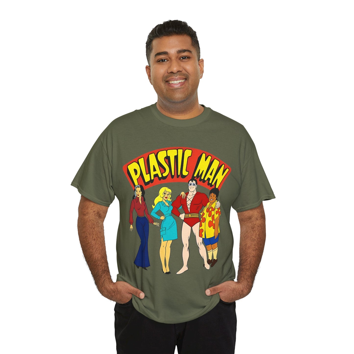 Plastic Man T-Shirt - Penny, Hula-Hula - Ruby-Spears Saturday Morning Cartoon 1980s - DC Comics Character