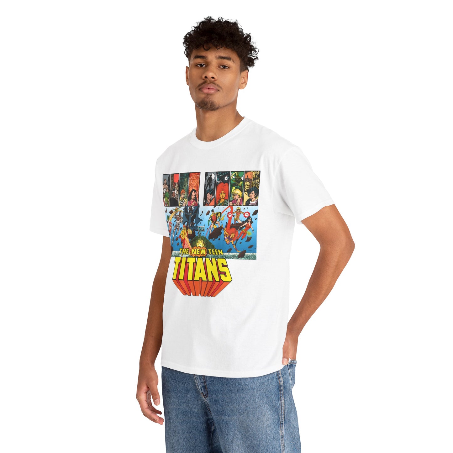 New Teen Titans T-Shirt - George Perez Art - Robin, Wonder Girl, Cyborg, Raven, Starfire, Kid Flash - DC Comics