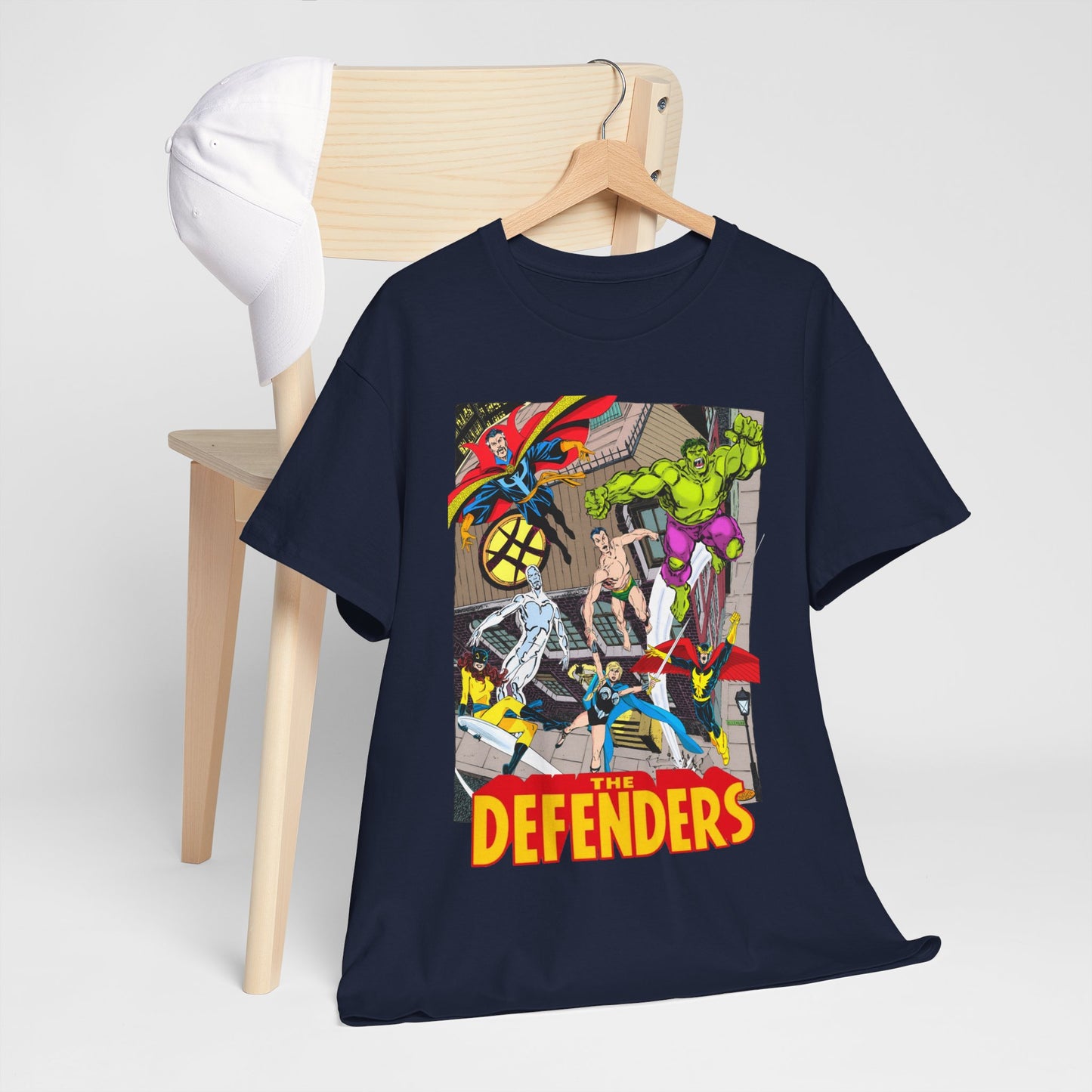 Defenders T-Shirt - John Byrne Art - Marvel Comics - Dr Strange, Nighthawk, Hulk