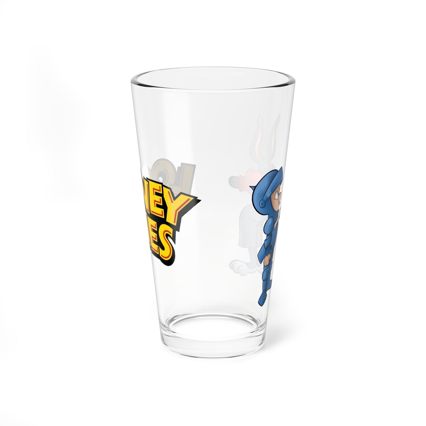 Bugs Bunny & Elmer Fudd Pint Glass, 16oz - Popular Looney Tunes Cartoon Art - King Arthur's Court - Medieval Knights Theme - WB