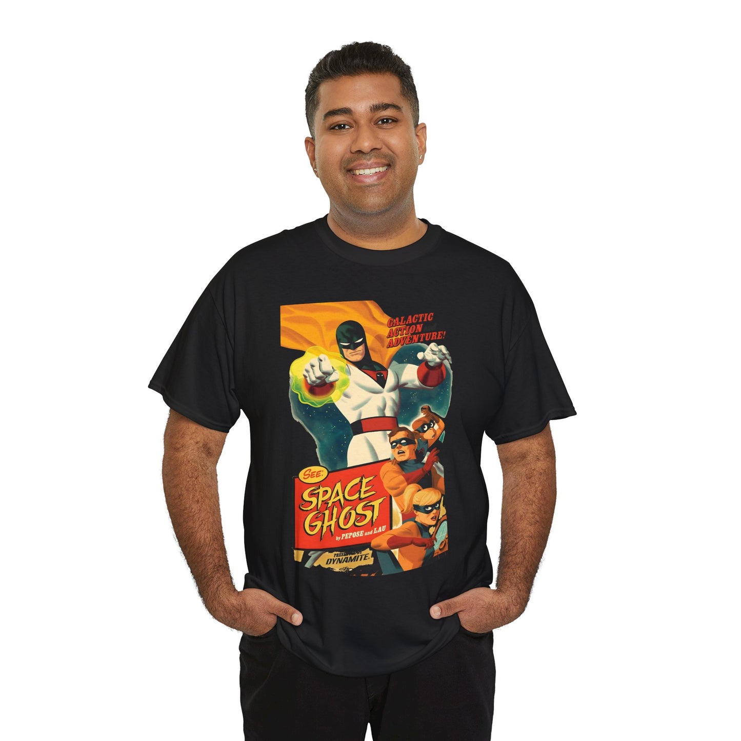 Space Ghost T-Shirt - Frank Cho Art - Jan, Jace & Blip - Movie Poster Style Artwork - Alex Toth Creation - Hanna-Barbera Cartoon