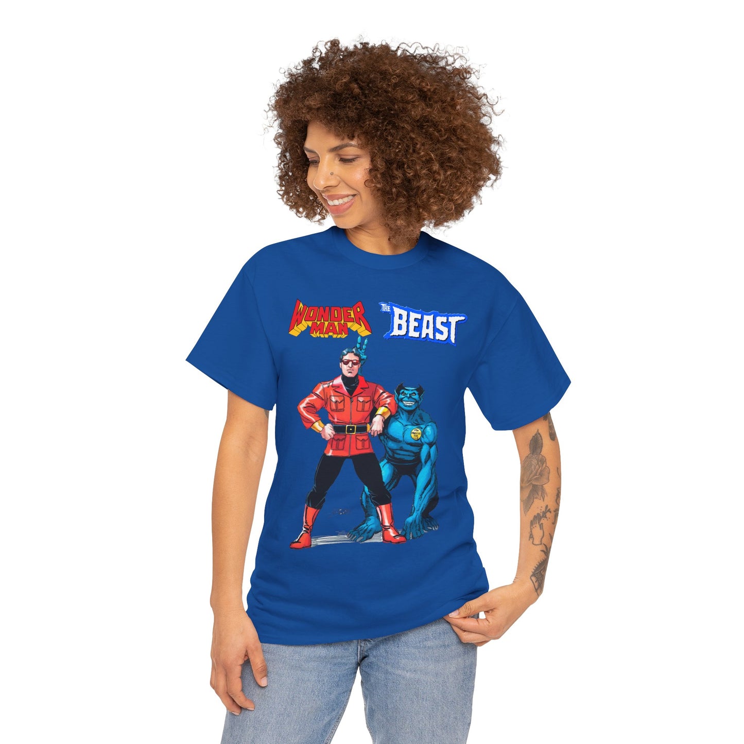 Wonder Man & Beast T-Shirt - George Perez Art - Popular Avengers, X-Men Members - Simon Williams & Hank McCoy - Marvel Comics