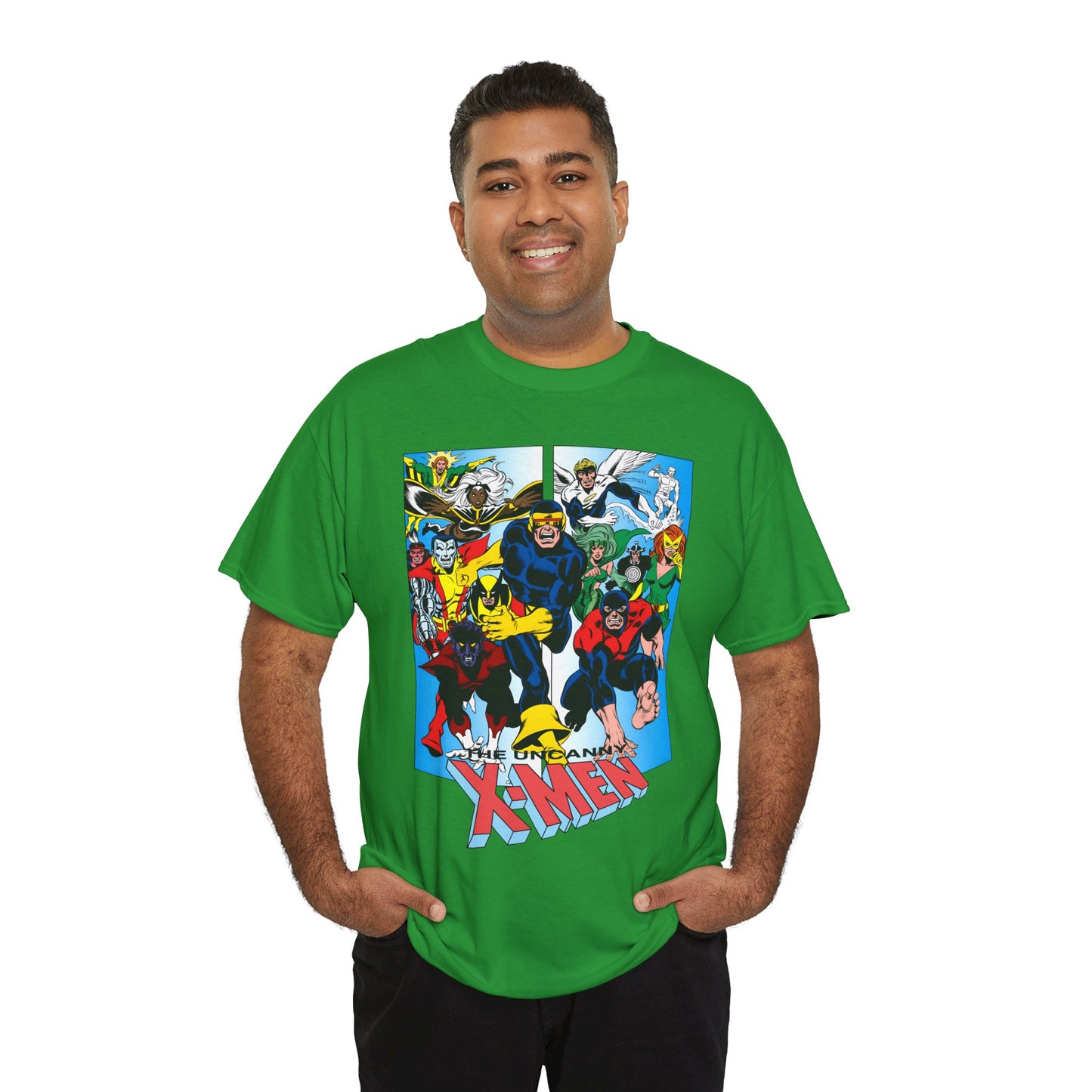 Uncanny X-Men T-Shirt - Classic Dave Cockrum Art - Popular Marvel Comics Series - Wolverine, Storm, Cyclops, Nightcrawler, Jean Grey, Iceman, Banshee, Beast