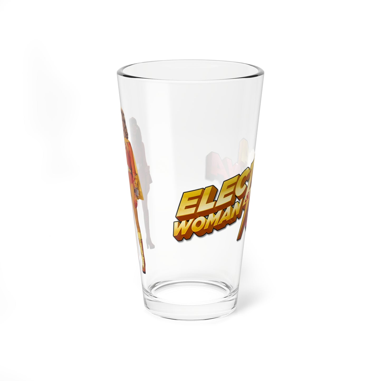 Electra Woman & Dyna Girl Pint Glass, 16oz - Krofft Supershow TV - Deidre Hall - Popular 70s Superhero Show