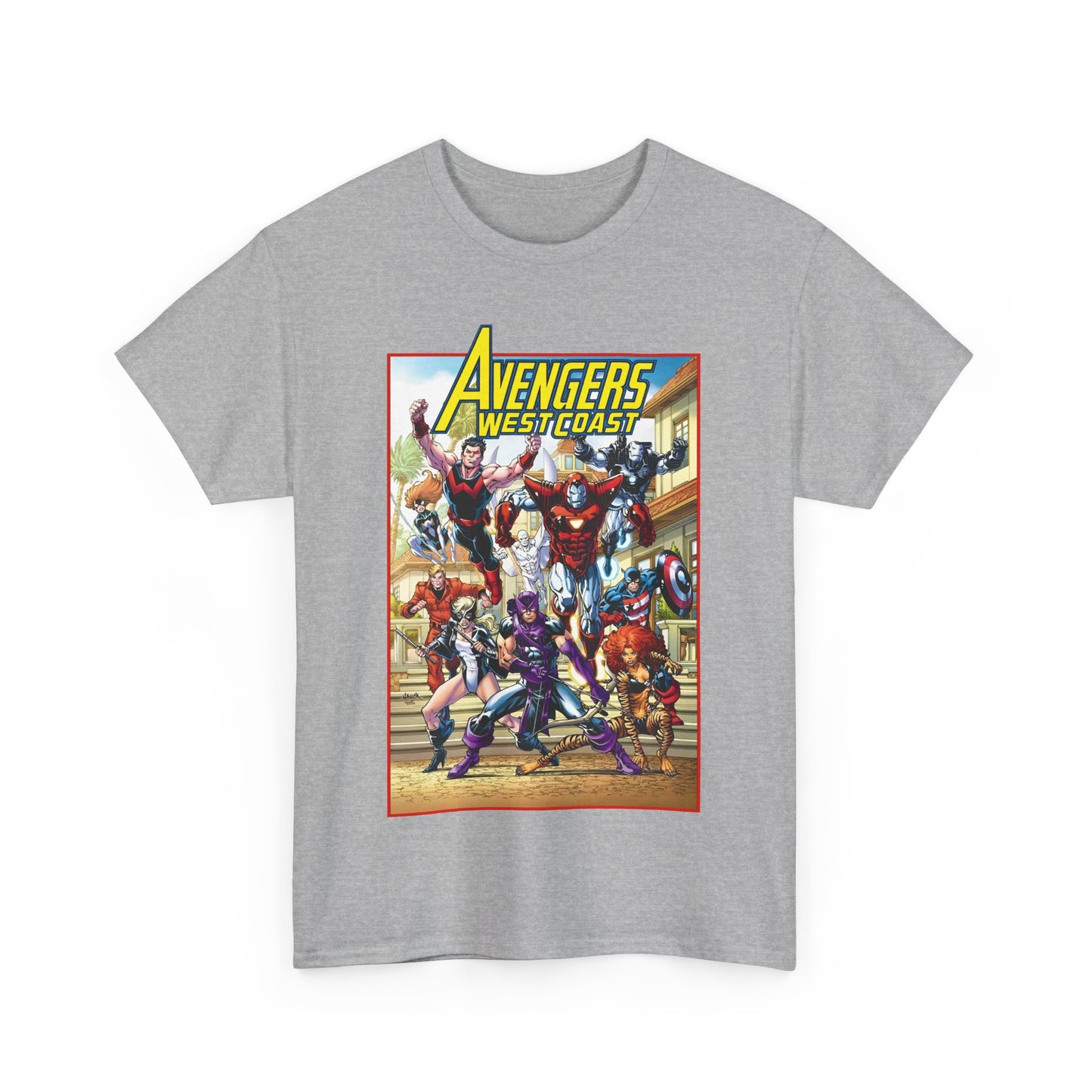West Coast Avengers T-Shirt - Todd Nauck Art - Hawkeye, Iron Man, Wonder Man, Tigra, Vision - Marvel Comics